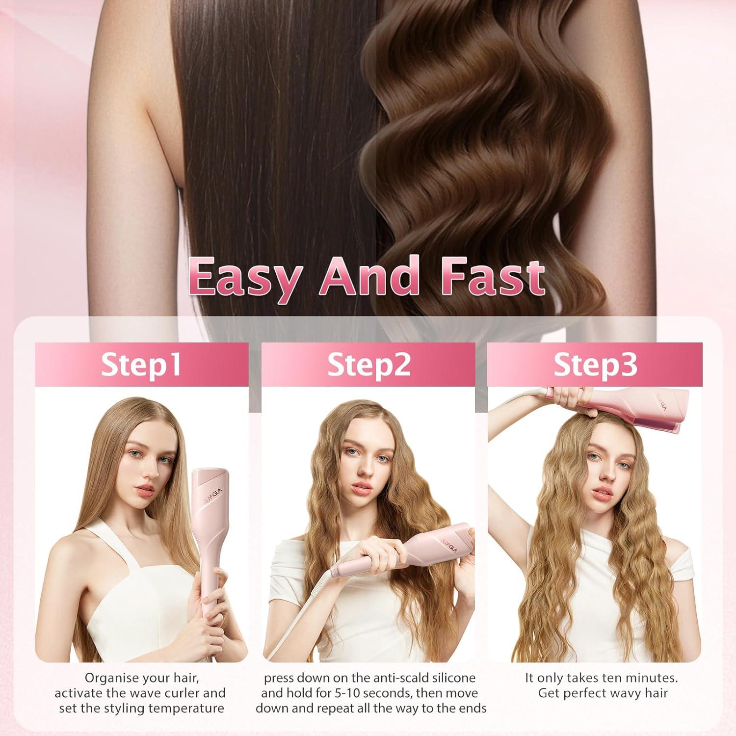 Rizador de Cabello TSUYAGLA 1.42" Cerámica Rosa Calentamiento Rápido