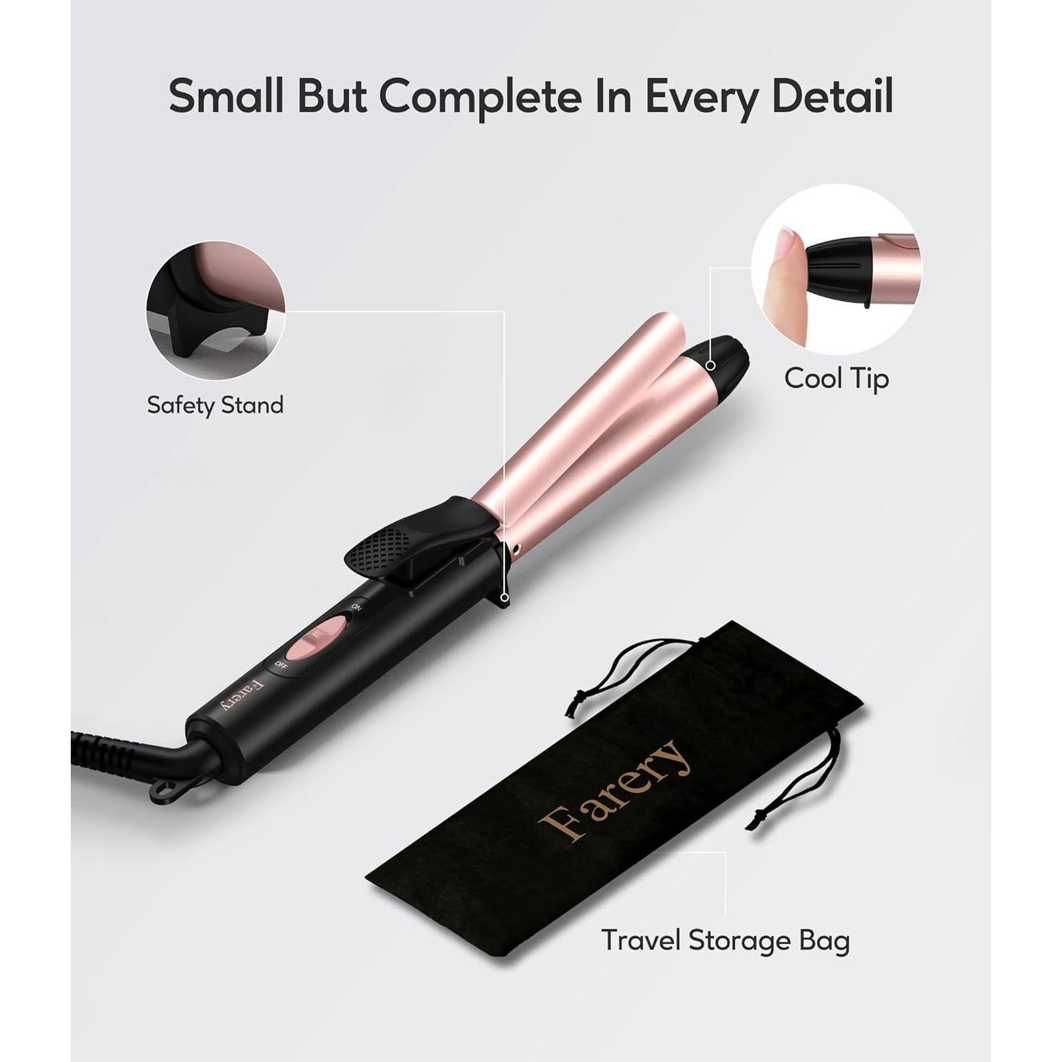 Rizador de Pelo Mini Cerámico Farery 3/4" Doble Voltaje