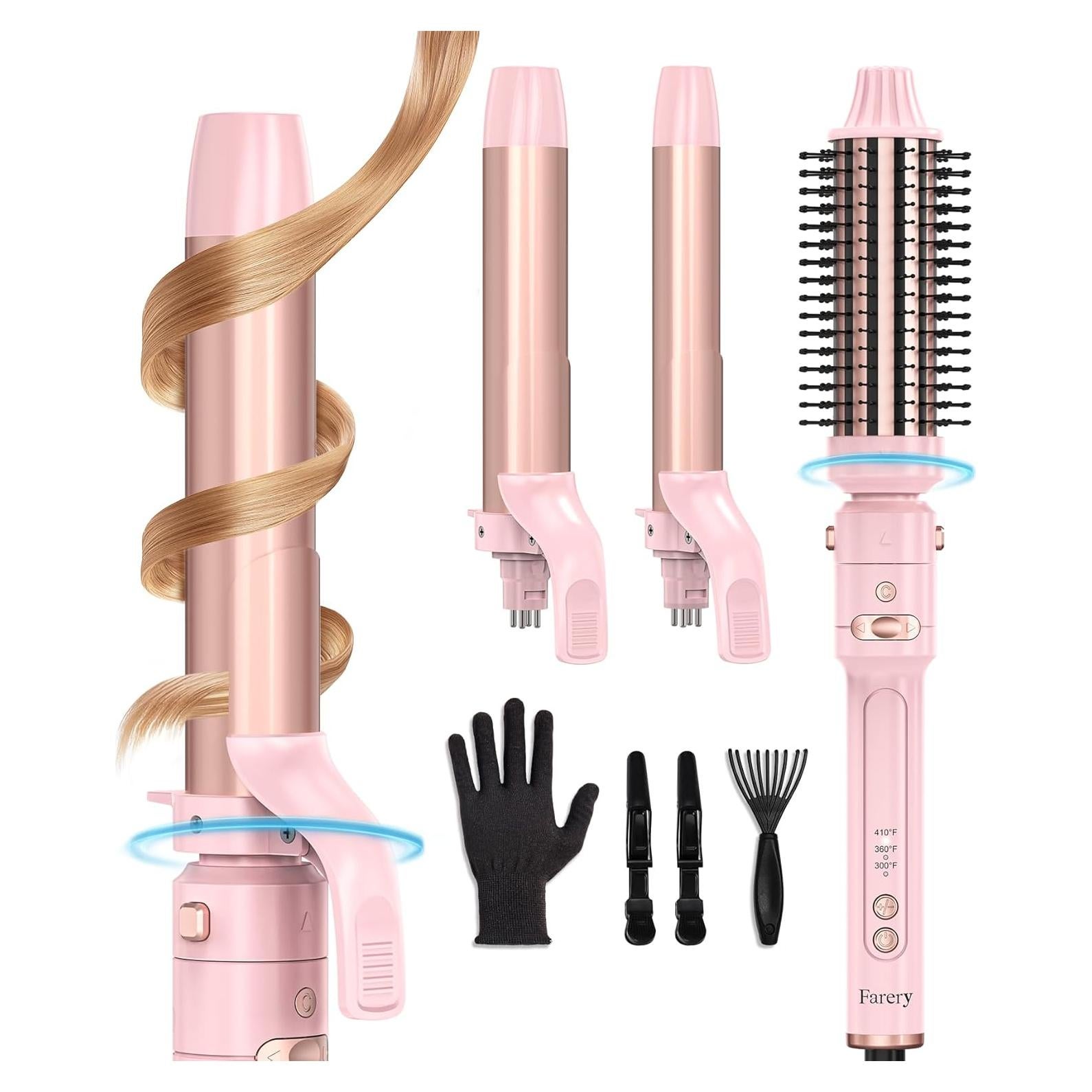 Plancha de Rizar Automática Farery 3 en 1 con Barriles Intercambiables