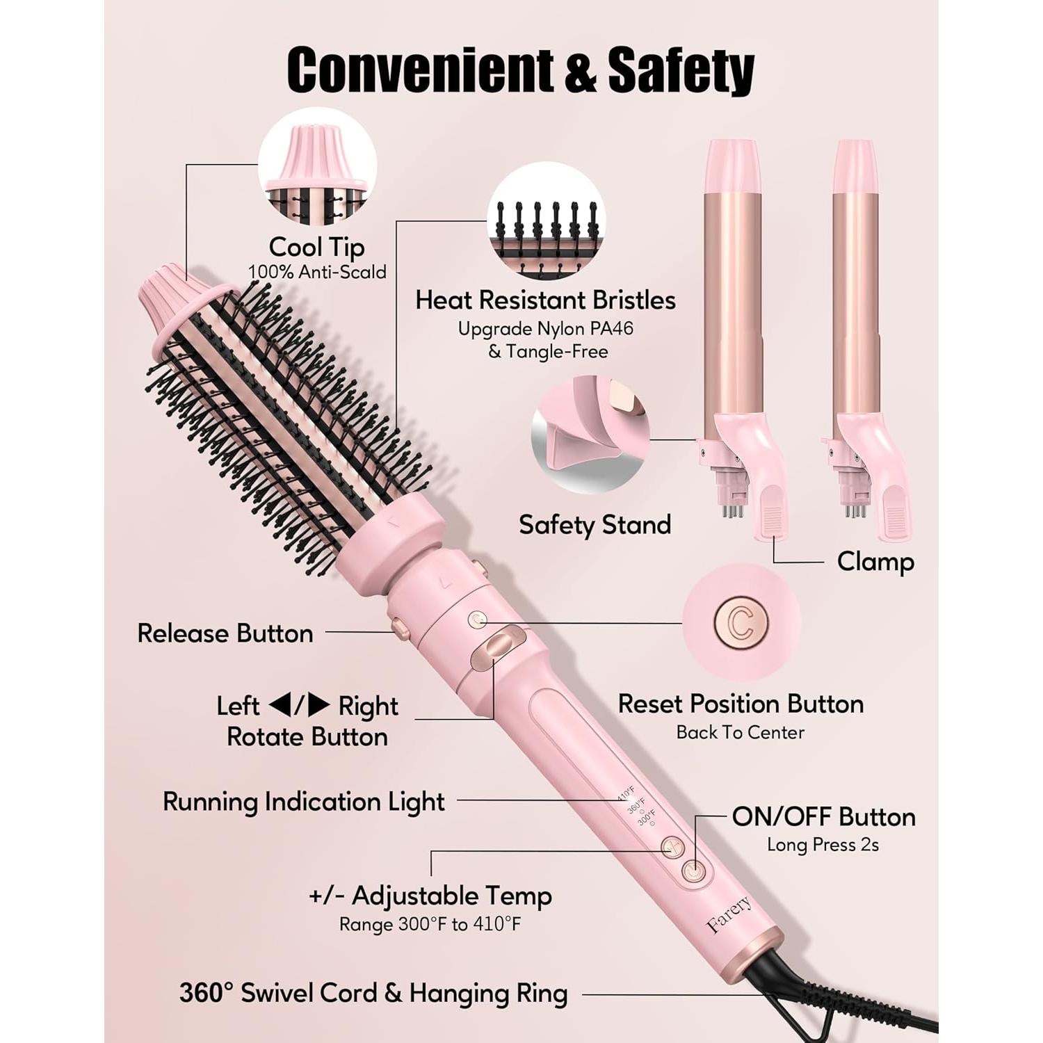 Plancha de Rizar Automática Farery 3 en 1 con Barriles Intercambiables