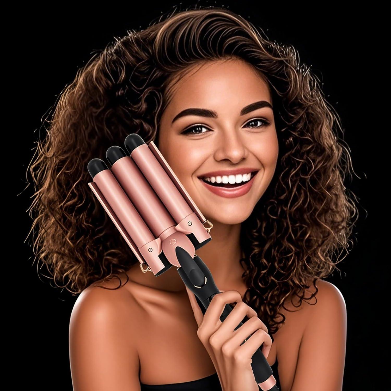 Rizador de 3 Barriles WENZHOU de Cerámica 1" Plegable Oro