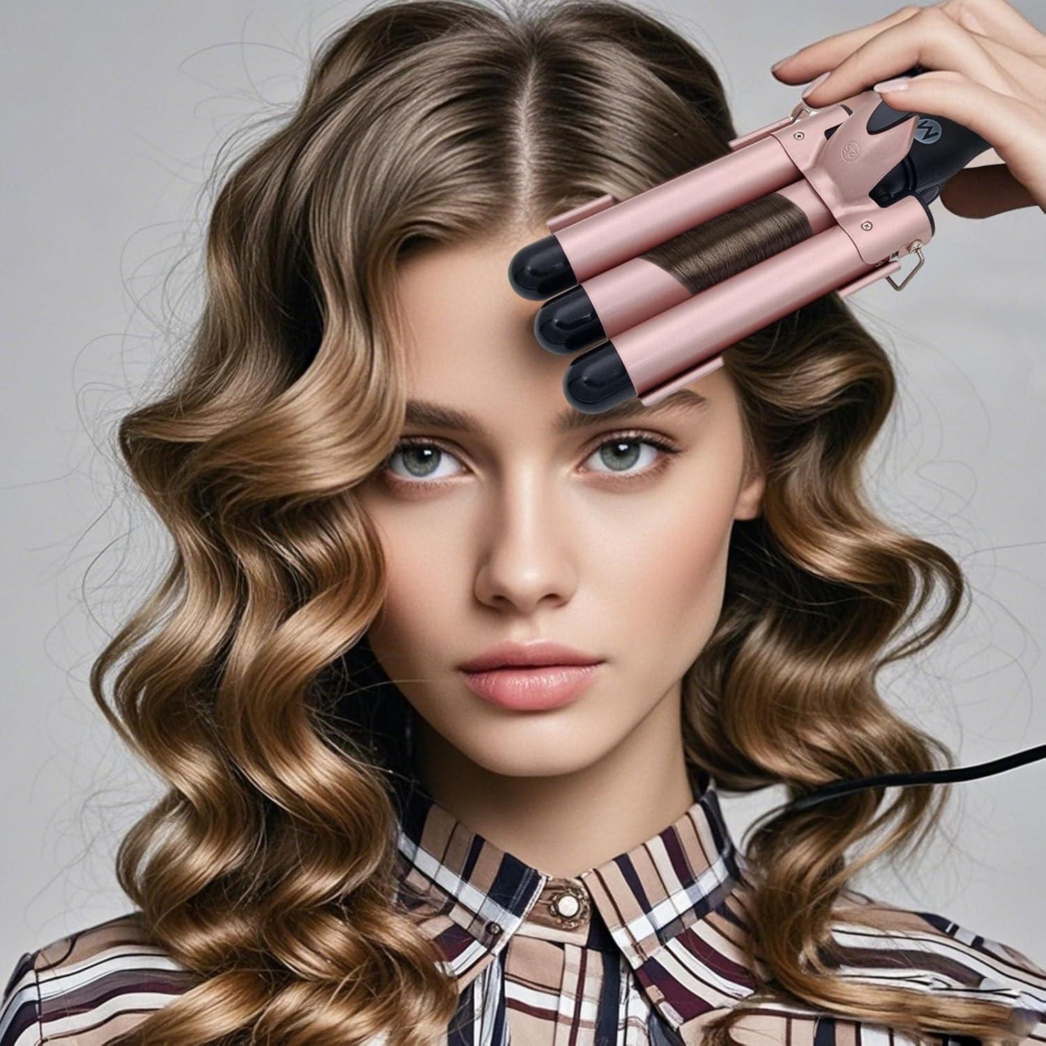 Rizador de 3 Barriles WENZHOU de Cerámica 1" Plegable Oro