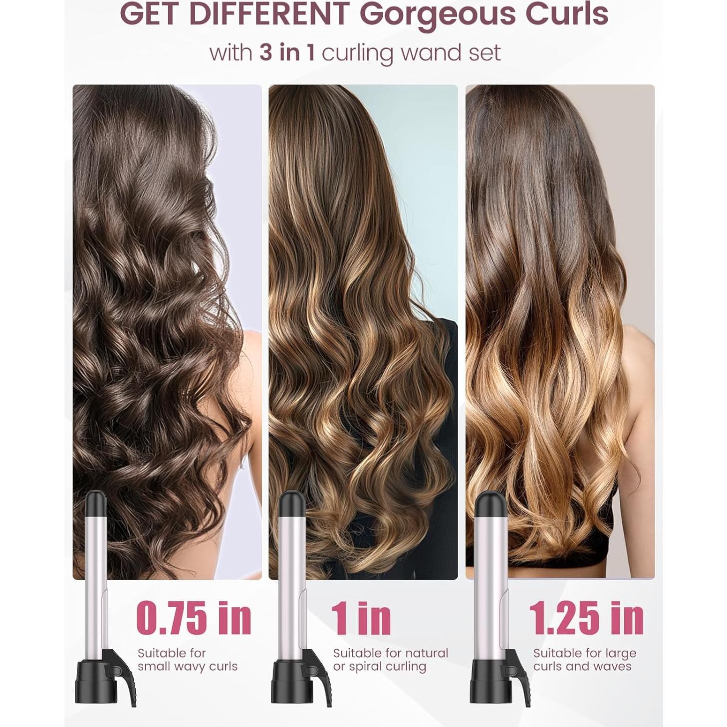 Plancha de Rizar Cerámica Rotativa Zavarea 3 en 1 con Barriles