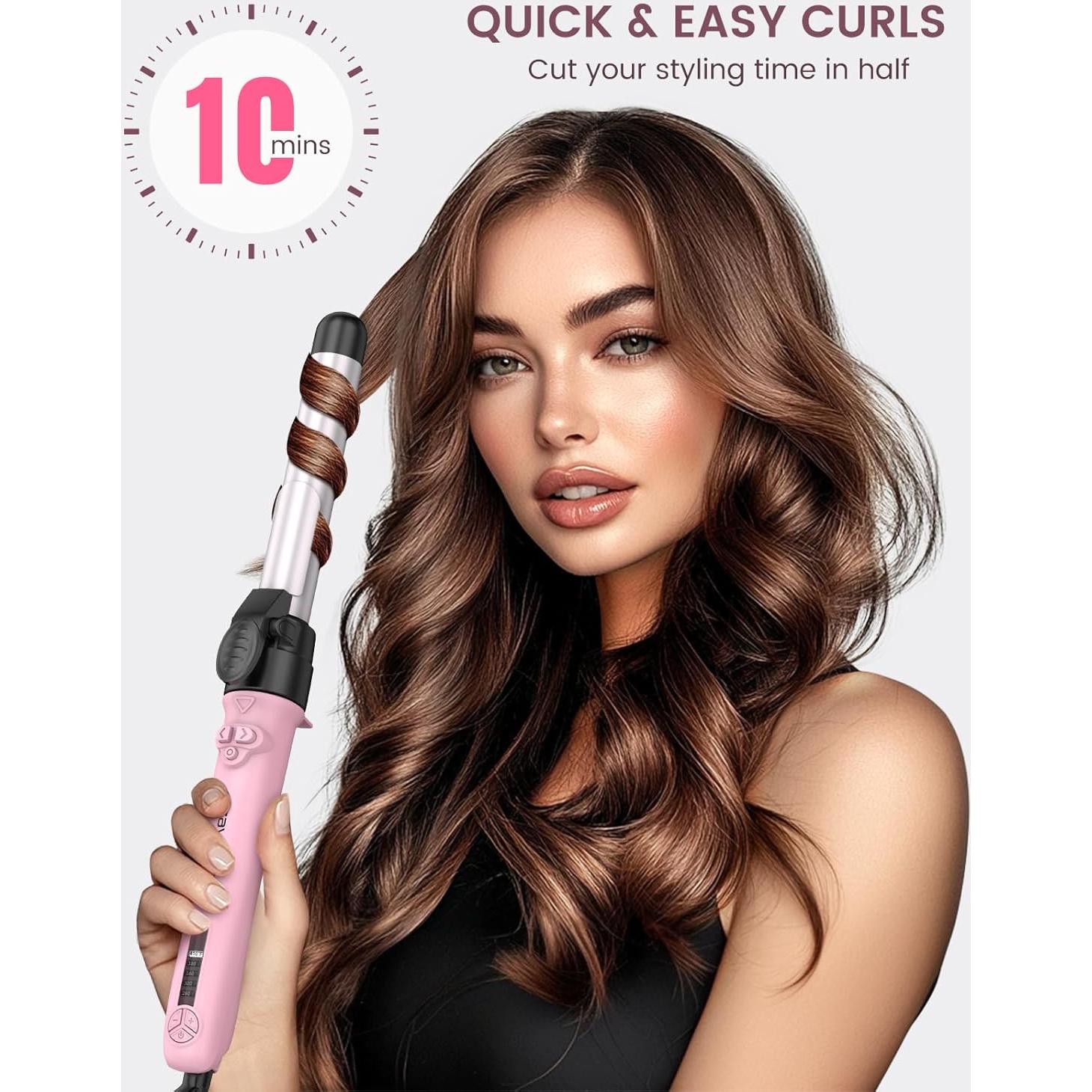 Plancha de Rizar Cerámica Rotativa Zavarea 3 en 1 con Barriles