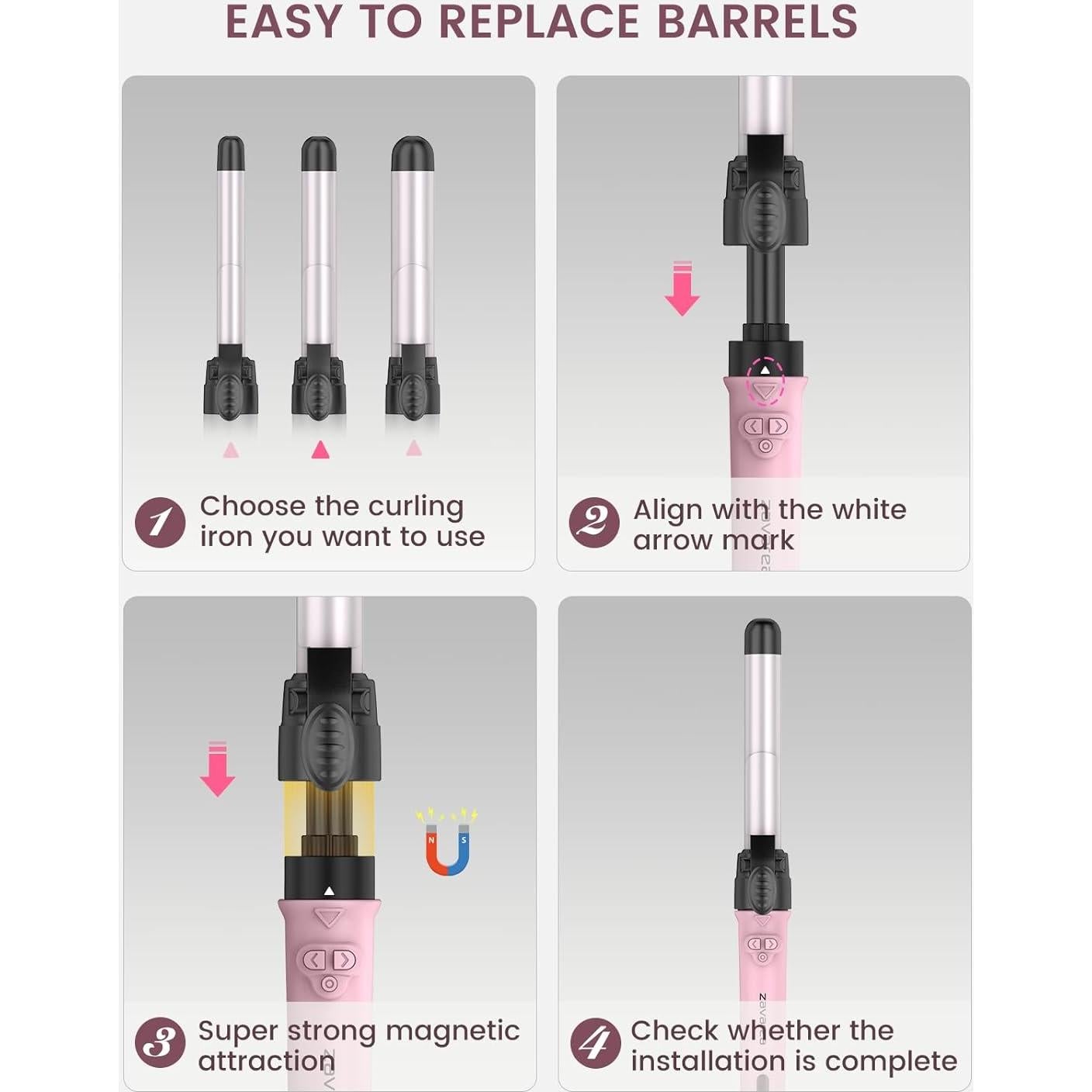 Plancha de Rizar Cerámica Rotativa Zavarea 3 en 1 con Barriles