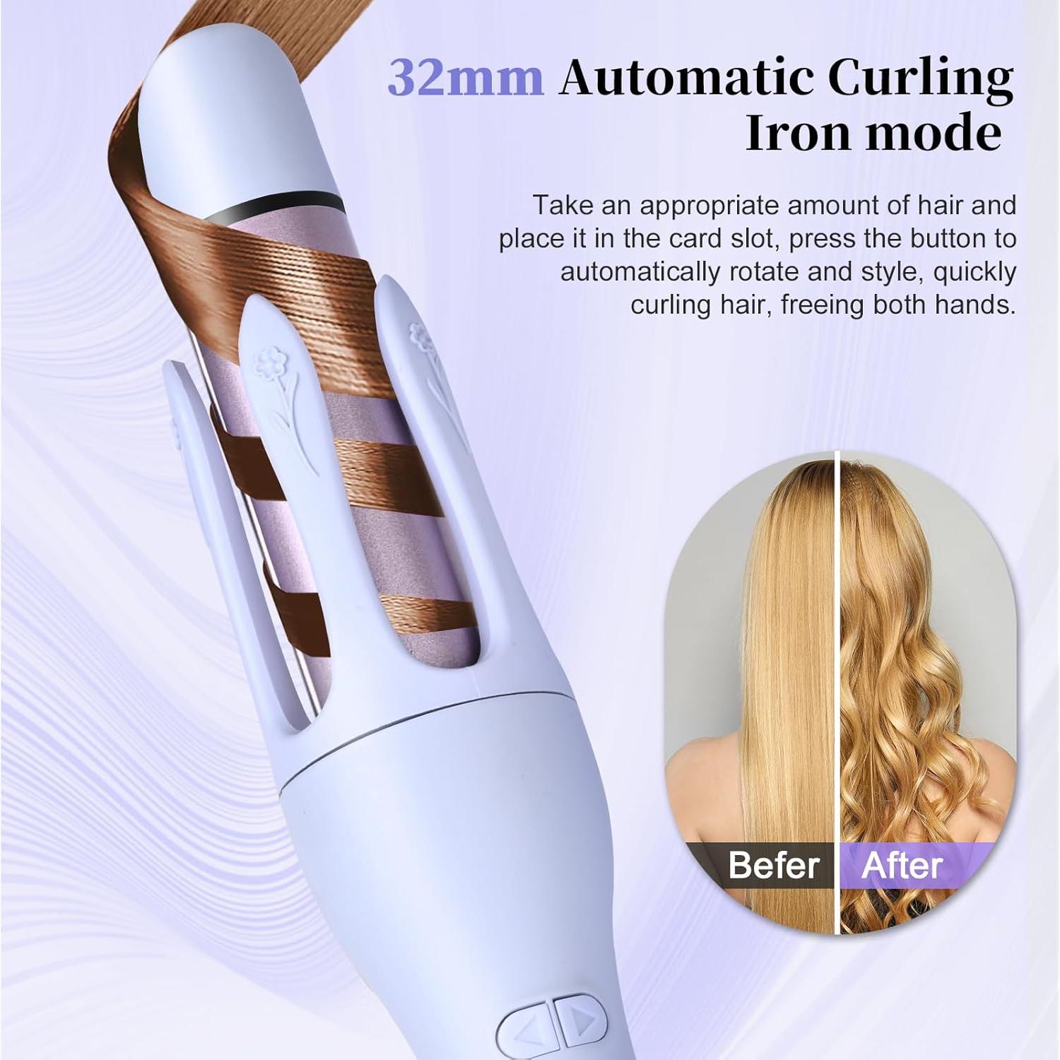 Plancha de Rizar y Alisar 2-en-1 GREEN BREATH 32mm Púrpura