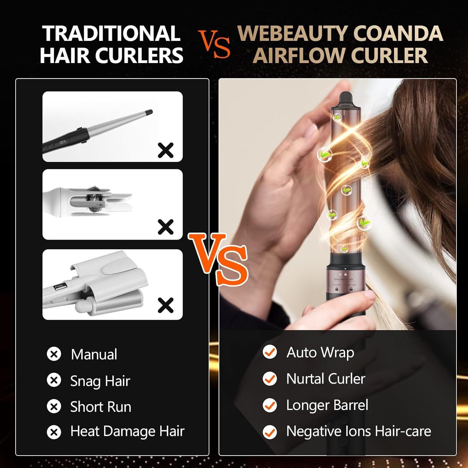 Secador de Pelo Estilizador 3 en 1 Webeauty F9A Negro