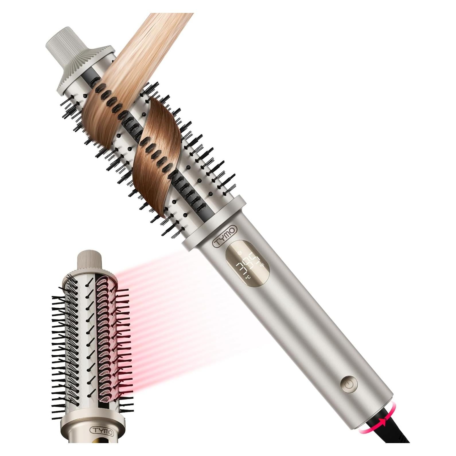 Cepillo Térmico TYMO Stylux Pro 1.5" Alisador y Rizador 2 en 1