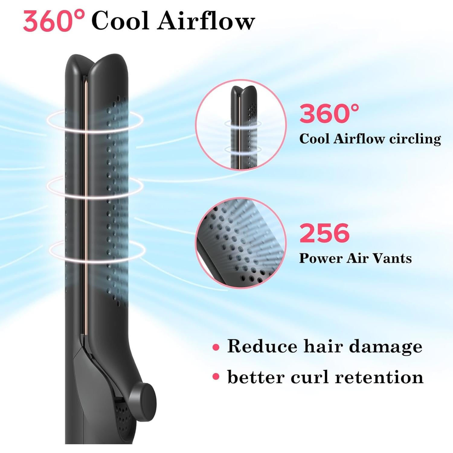 Plancha y Rizador 2-en-1 Hahahope Negro 3.18 cm 5 Temperaturas