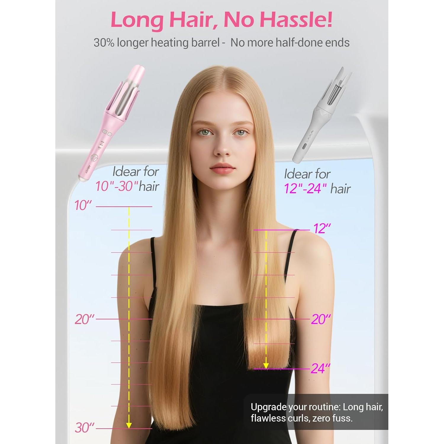 Rizador Automático ABVOT Pro 1.5" Cerámica Iónica Rosa