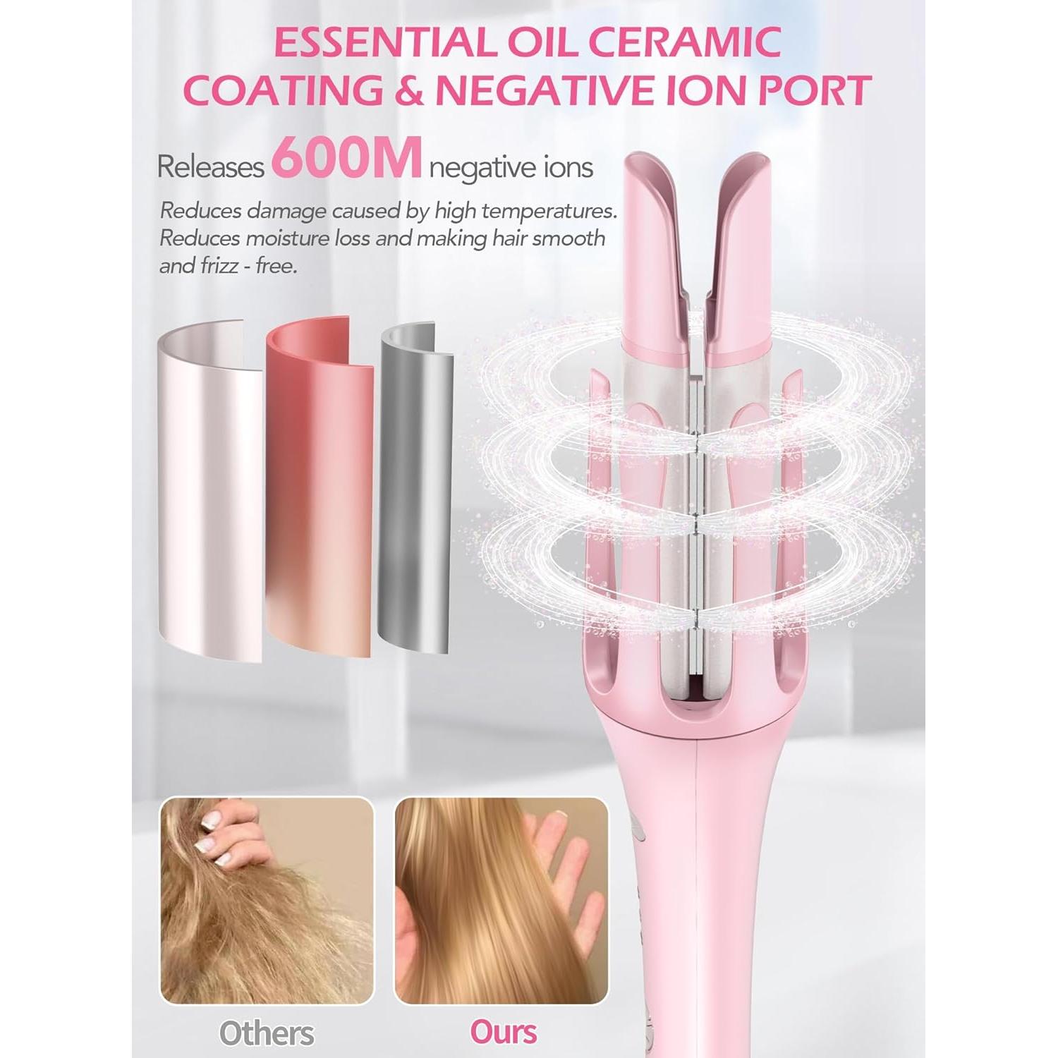 Rizador Automático ABVOT Pro 1.5" Cerámica Iónica Rosa