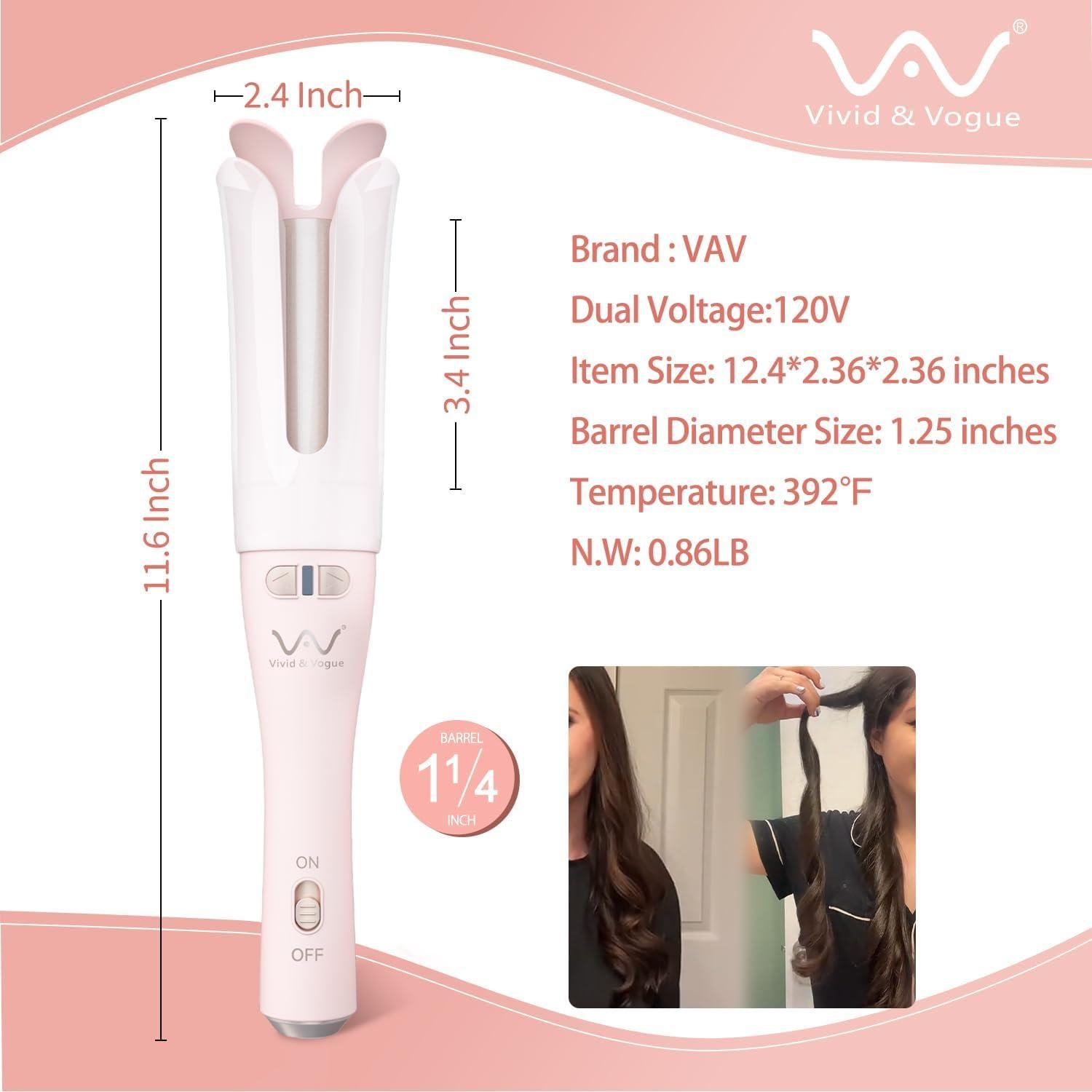 Plancha de Rizar Automática VAV 1.25" (3.18 cm) para Cabello Largo