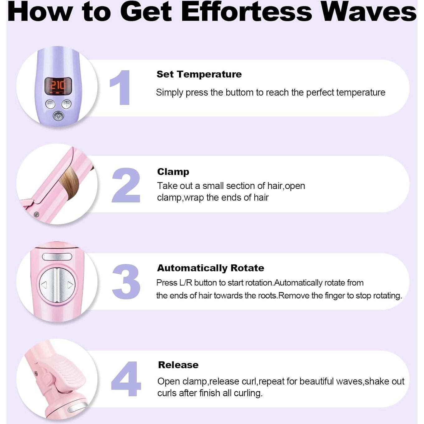 Plancha de Rizar Automática SEMQIMIUSO 1 Pulgada 232°C