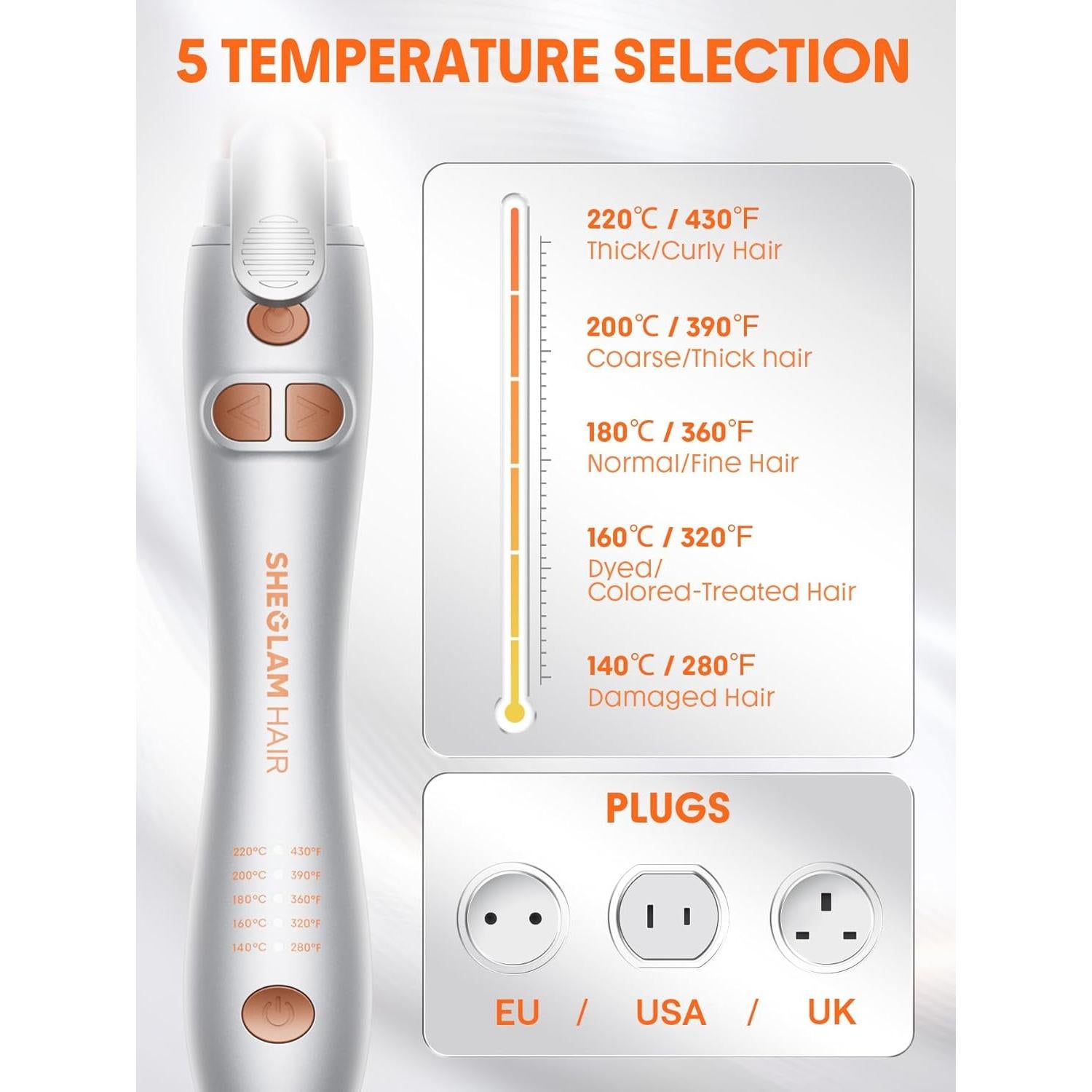 Plancha de Rizar Automática SHEGLAM 1" Extra Larga 221°C