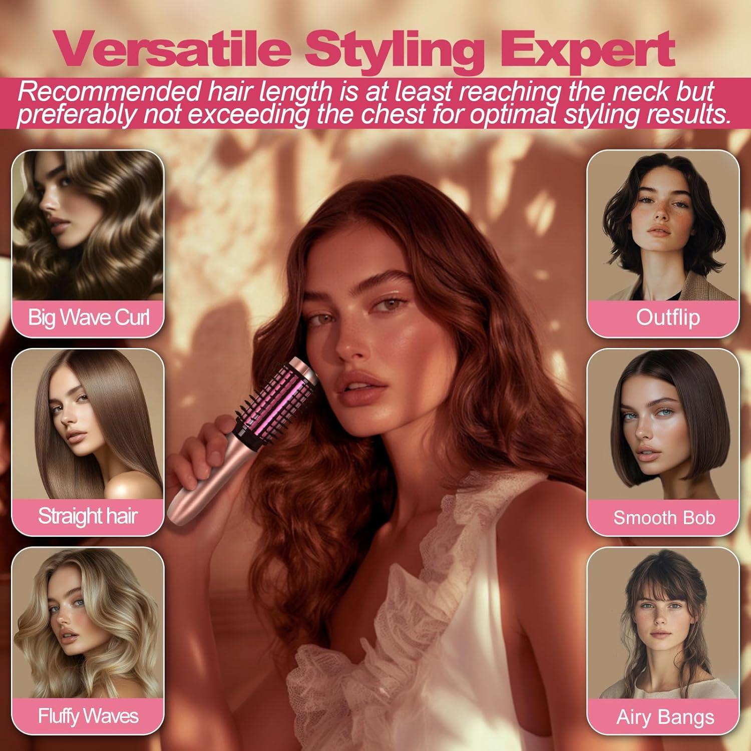 Cepillo Rizador Inalámbrico YOUBELLA Rosa 3 en 1 20.32 cm