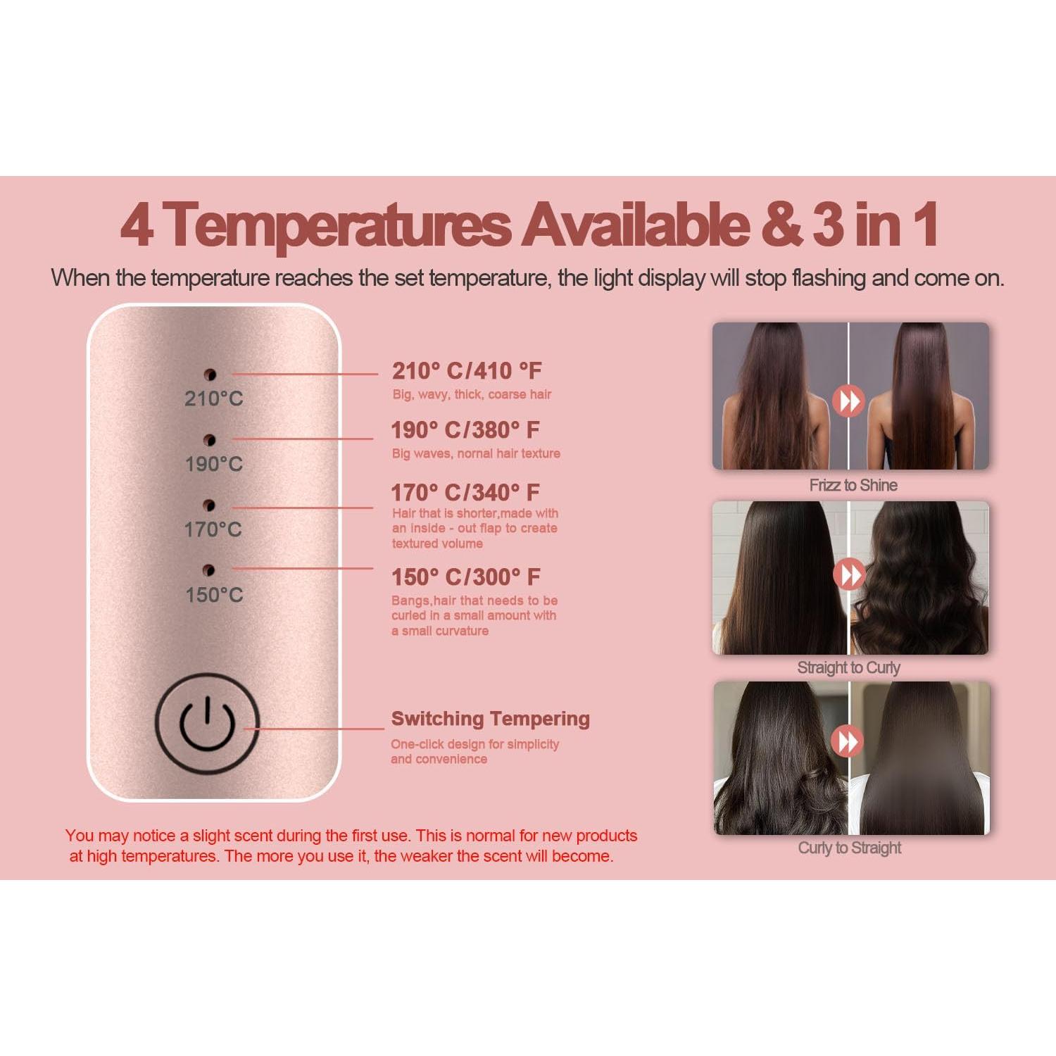 Cepillo Rizador Inalámbrico YOUBELLA Rosa 3 en 1 20.32 cm