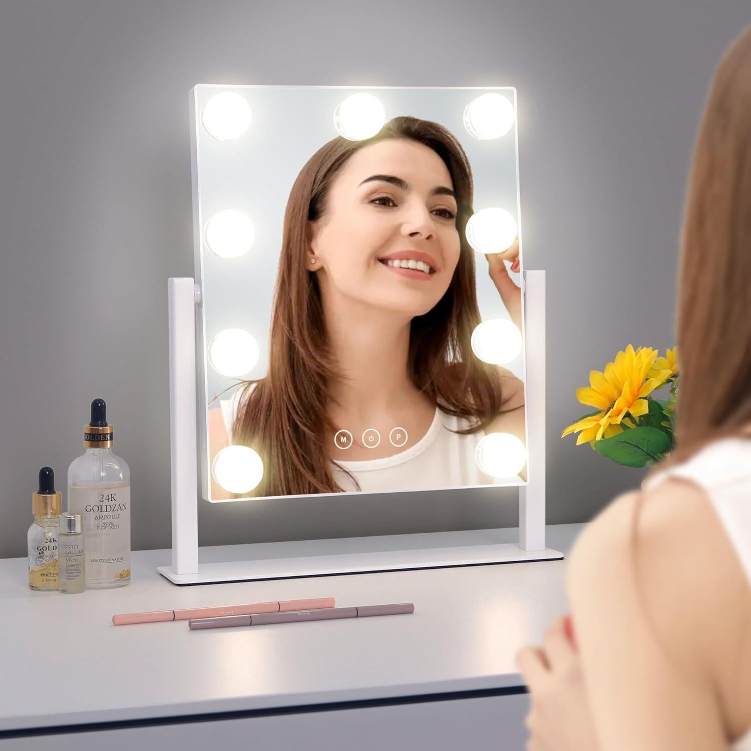 Espejo de tocador Acoolda con luces LED 36.6x30.5cm 10X