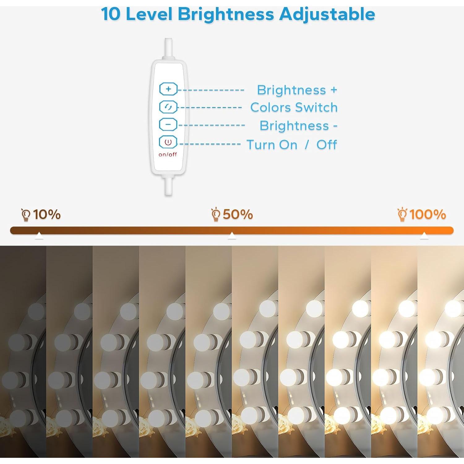 Luces LED para Espejo BrightHome con 10 Bombillas Regulables