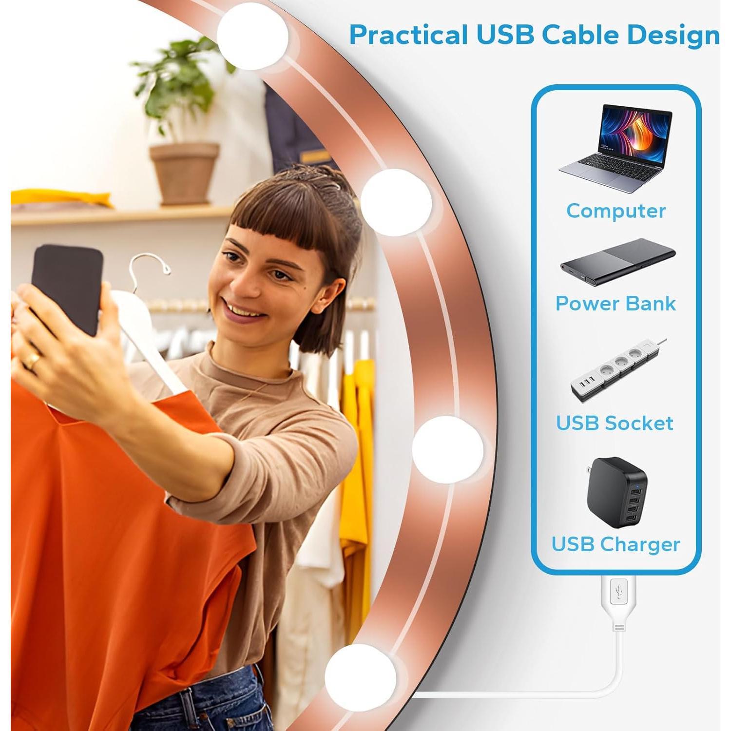 Luces LED para Espejo BrightHome con 10 Bombillas Regulables