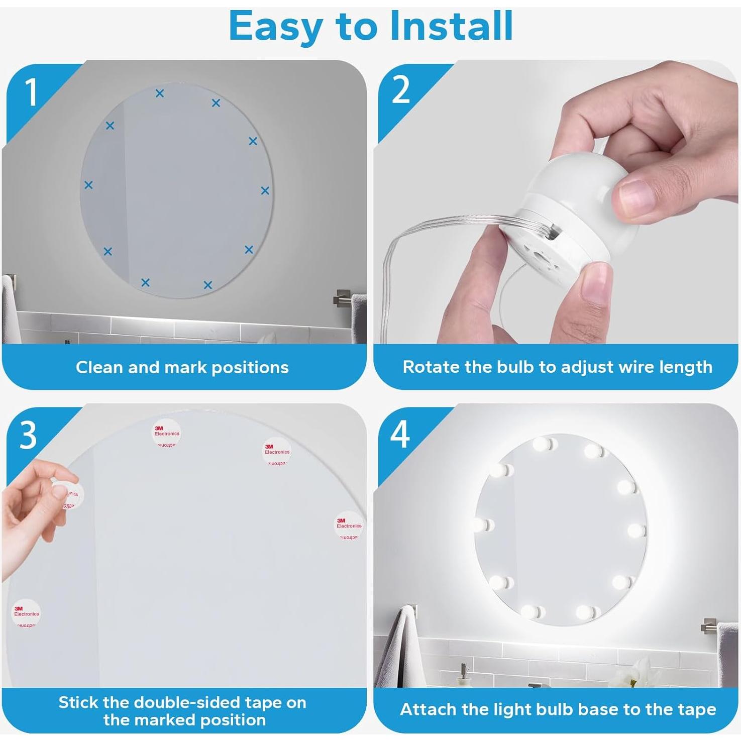 Luces LED para Espejo BrightHome con 10 Bombillas Regulables