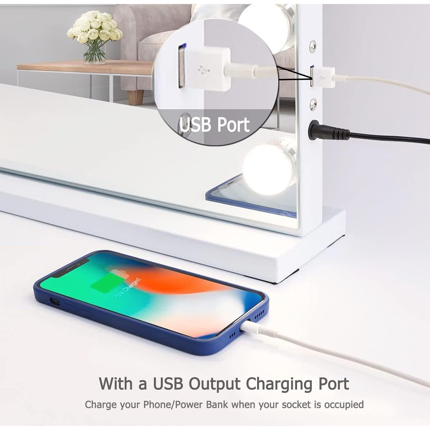 Espejo de Tocador Hansong Iluminado 58x81 cm Bluetooth