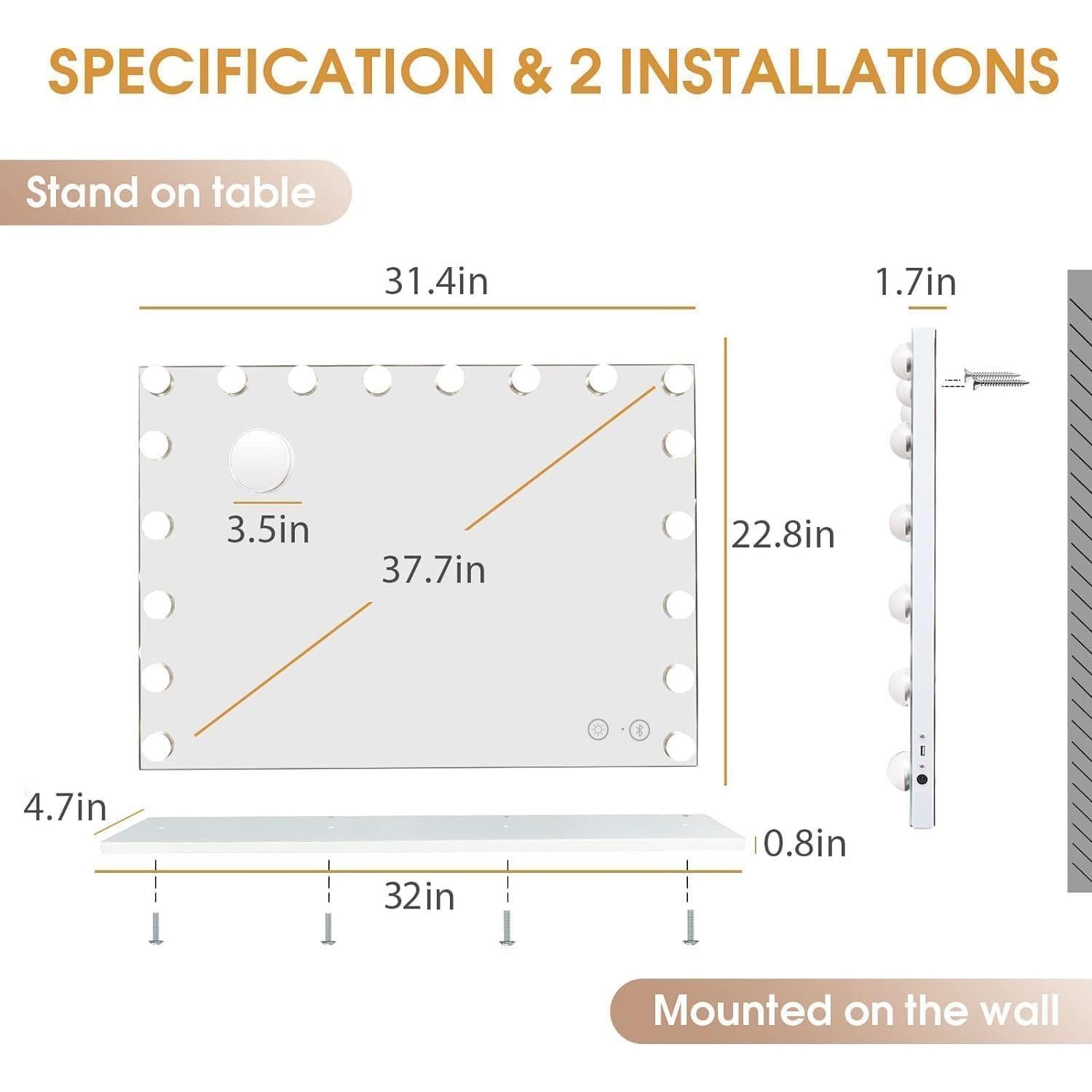 Espejo de Tocador Hansong Iluminado 58x81 cm Bluetooth