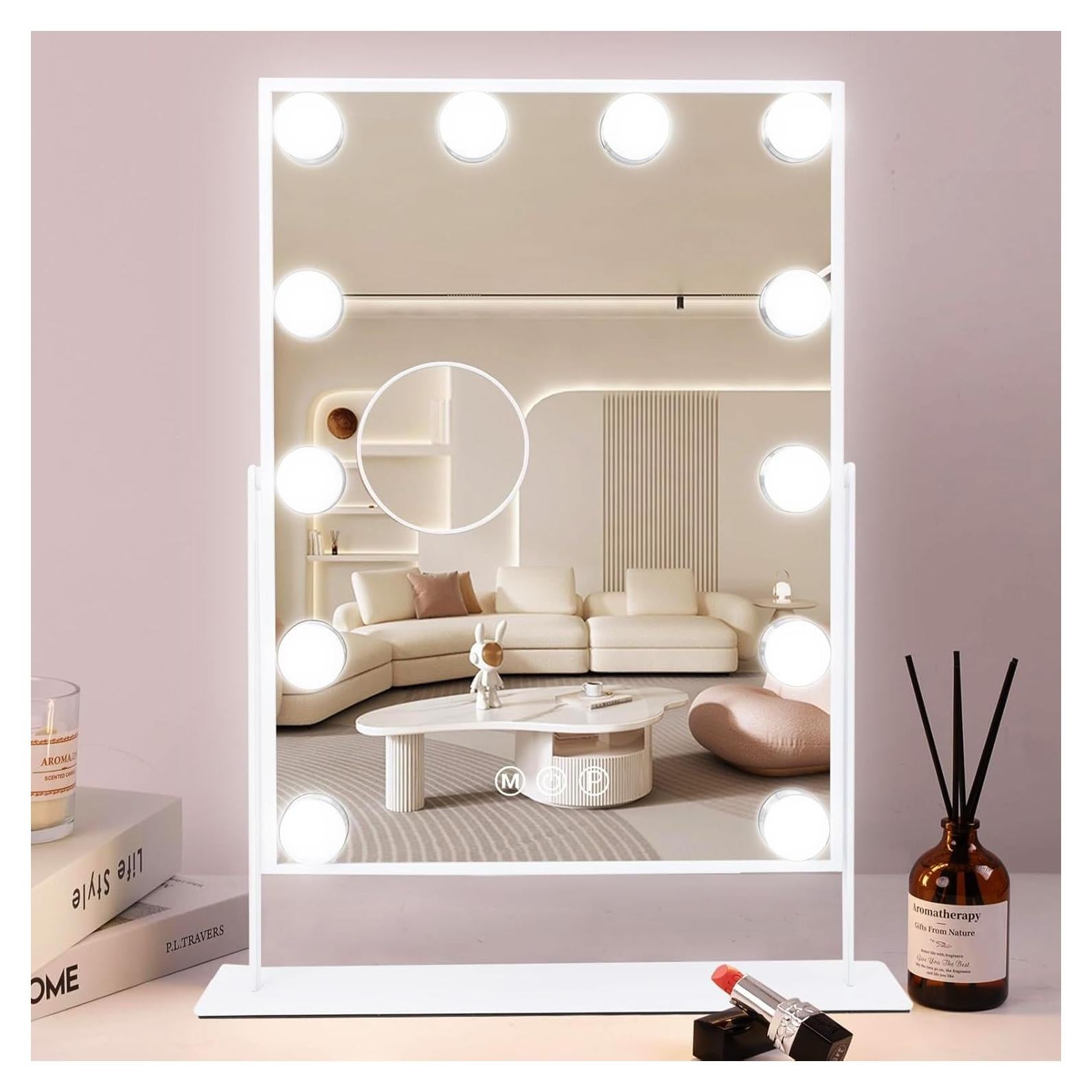 Espejo de Maquillaje Iluminado COOLJEEN 35.6 cm 12 LED 10X