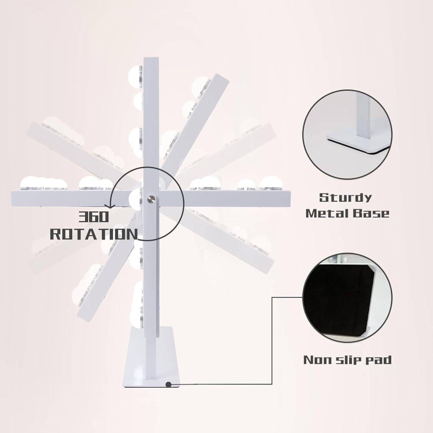 Espejo de Maquillaje Iluminado COOLJEEN 35.6 cm 12 LED 10X