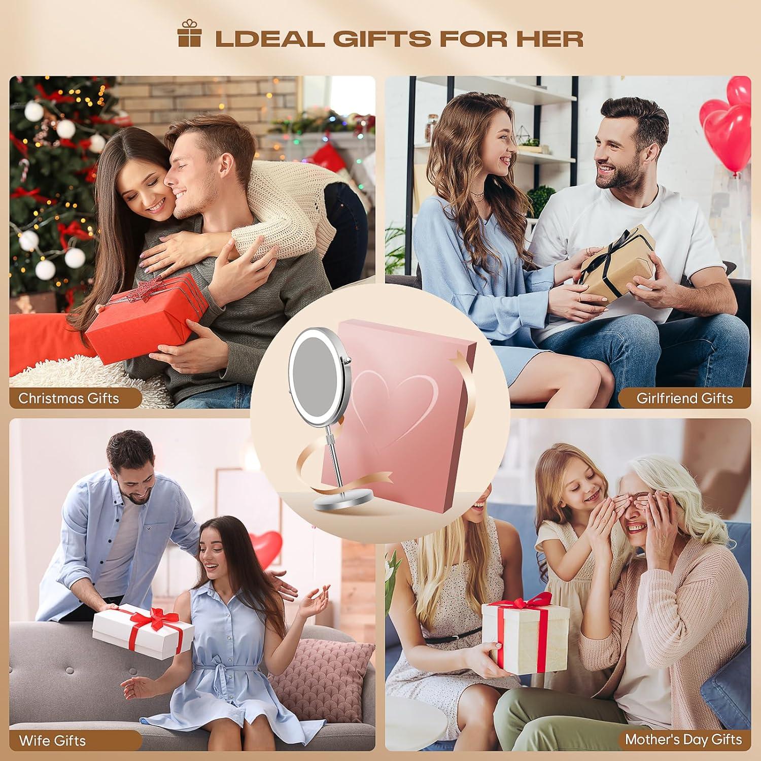 Espejo de Maquillaje LED Dienmern 1x/20x con Luz Ajustable