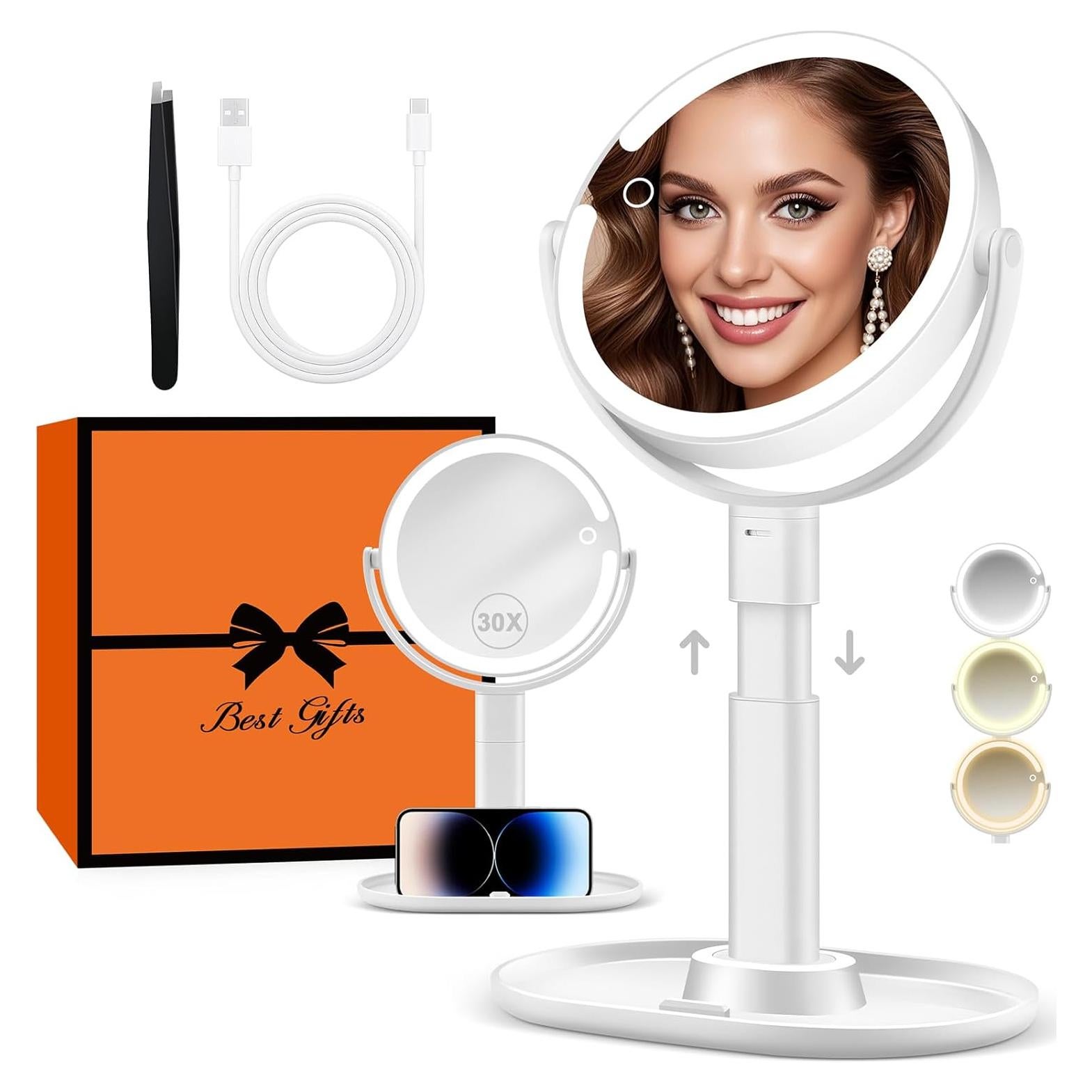 Espejo de Maquillaje B Beauty Planet 30X con Luces LED Ajustables