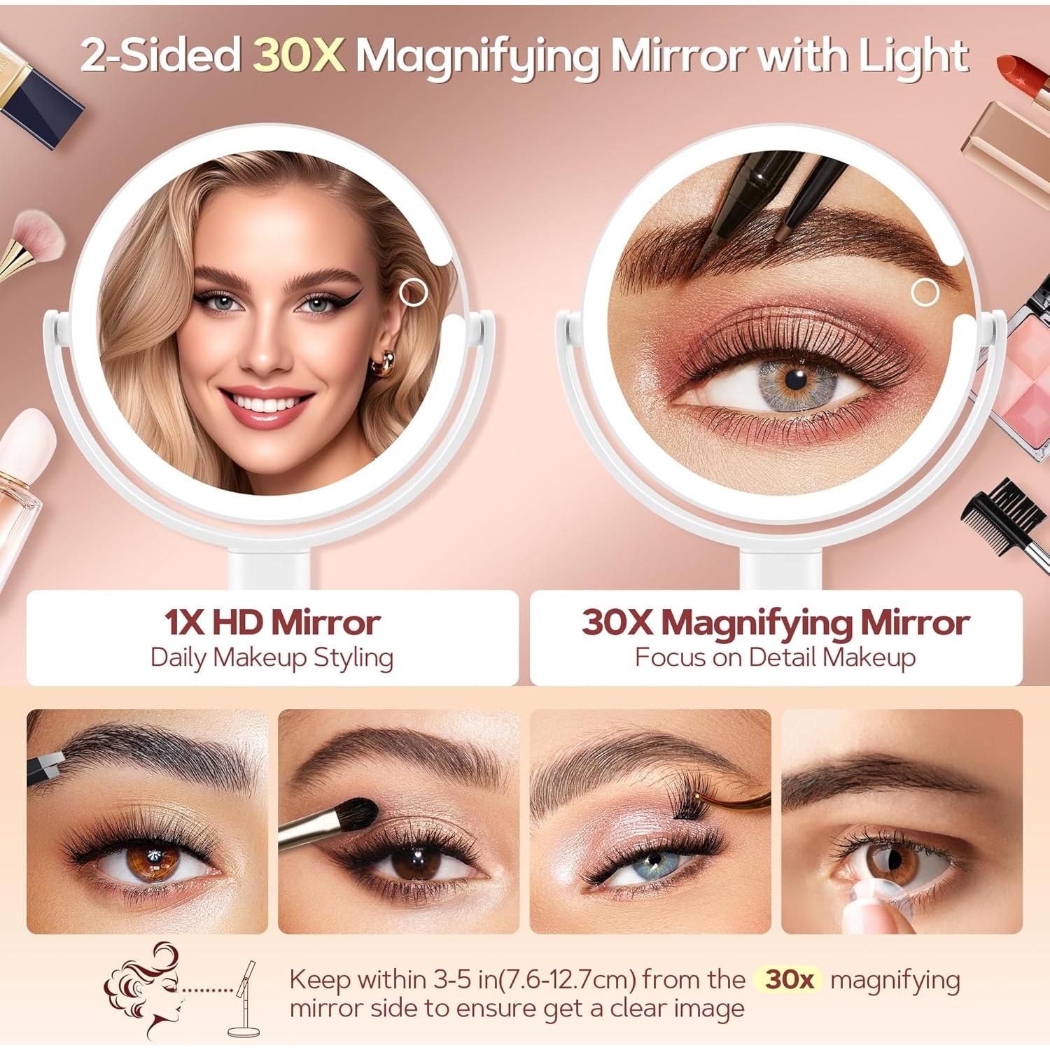Espejo de Maquillaje B Beauty Planet 30X con Luces LED Ajustables