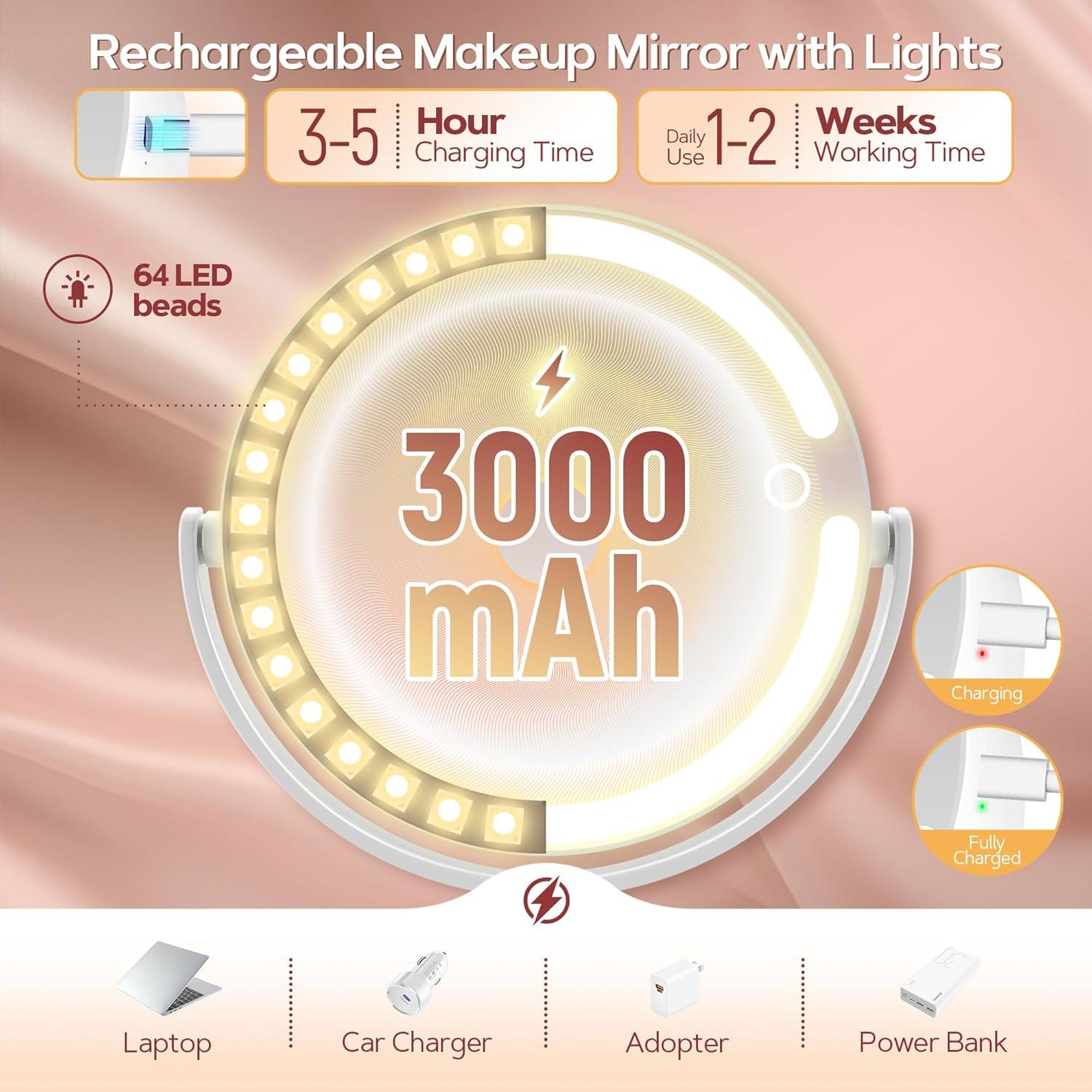 Espejo de Maquillaje B Beauty Planet 30X con Luces LED Ajustables