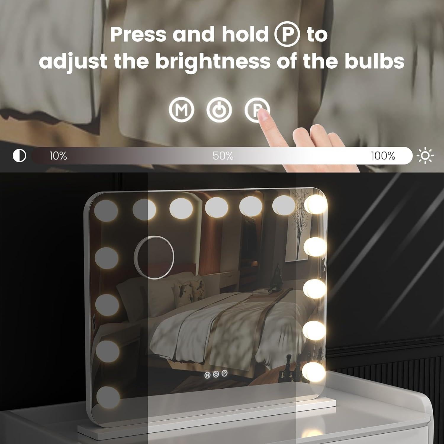 Espejo de Tocador Iluminado AJJSSA 58.4x45.7cm 15 LED