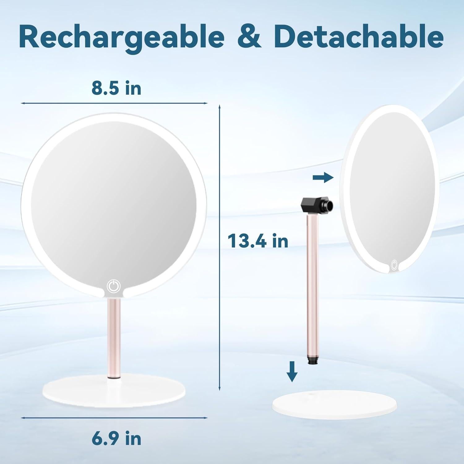 Espejo de Tocador Iluminado SKSFLY 8" Blanco 3 Modos