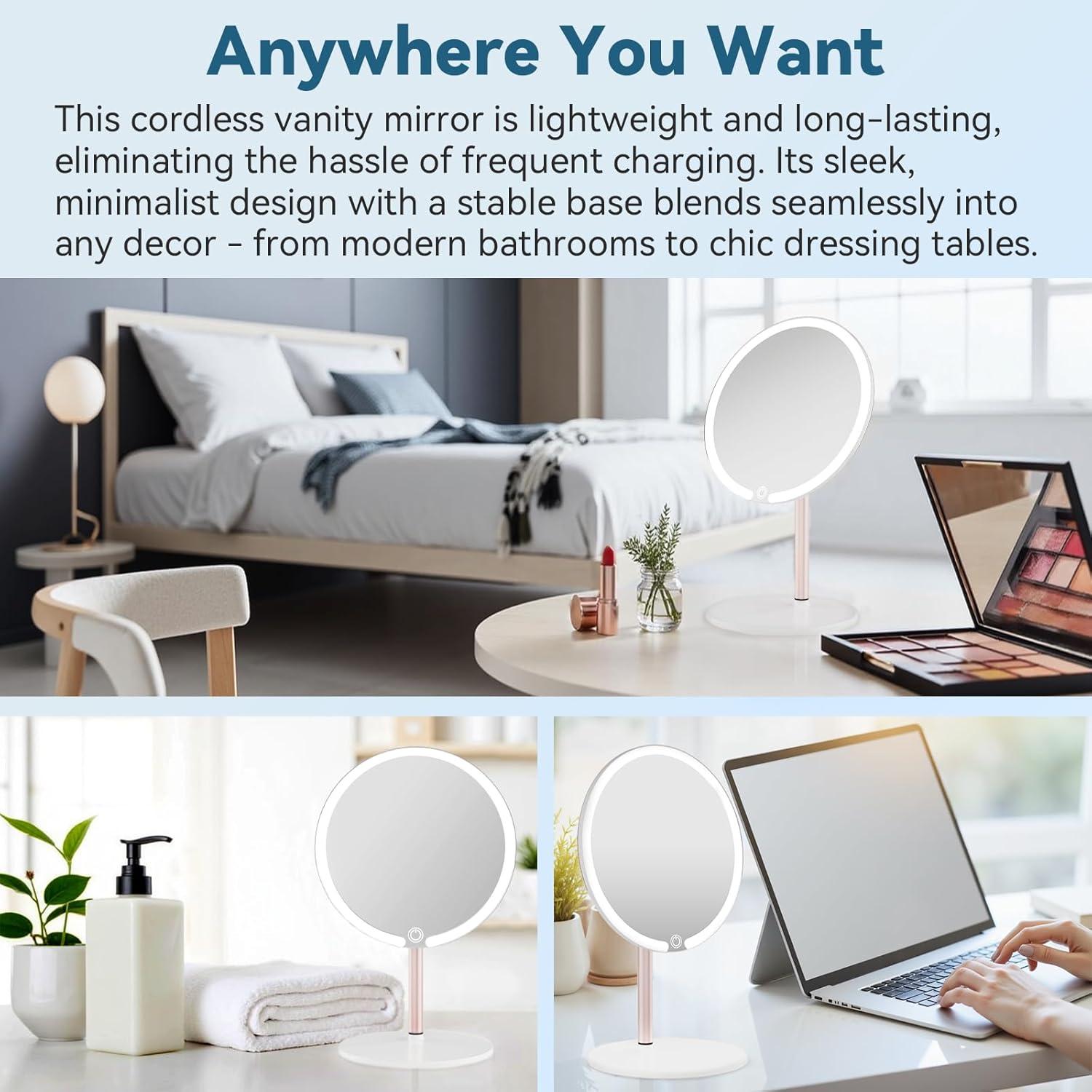 Espejo de Tocador Iluminado SKSFLY 8" Blanco 3 Modos