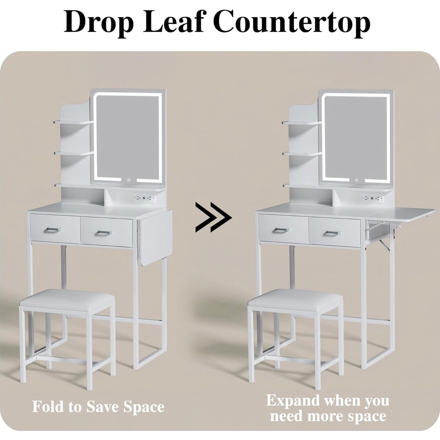 Escritorio de Maquillaje ALEXNUTRE con Espejo y Luces LED