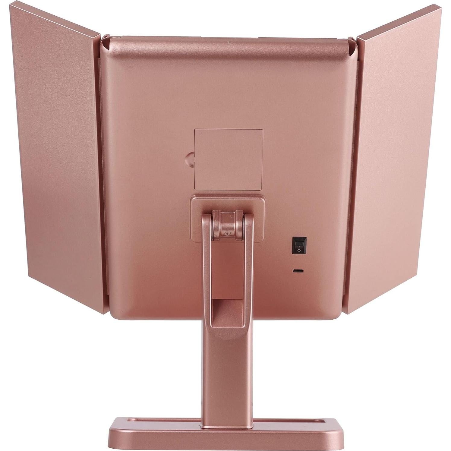 Espejo de Maquillaje LED Plegable MELANNCO Rosa Oro 3 Aumentos