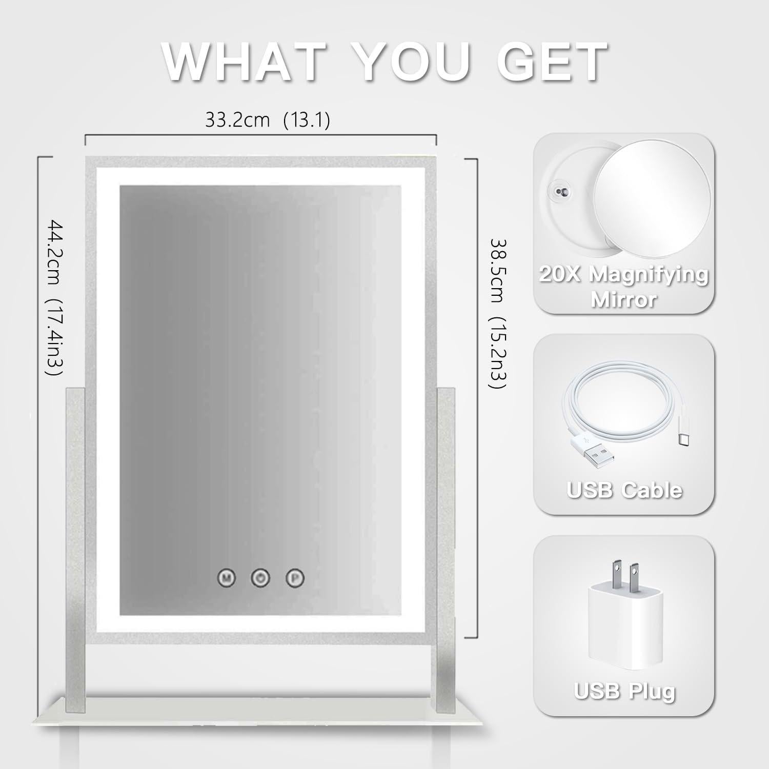 Espejo de Maquillaje Iluminado HIEEY 44.2x33.4cm 20X
