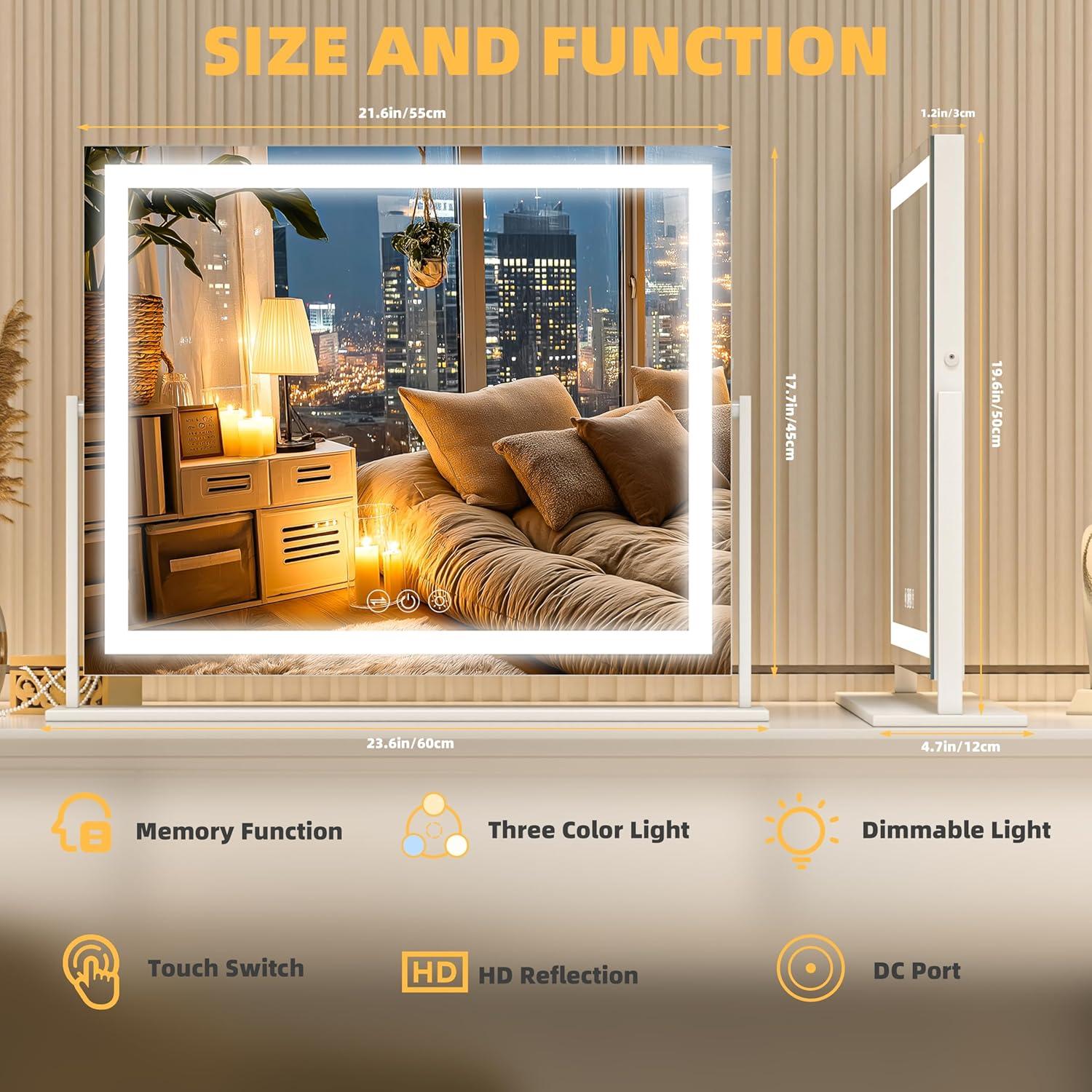 Espejo de Tocador Iluminado Batuso 61x51 cm Blanco