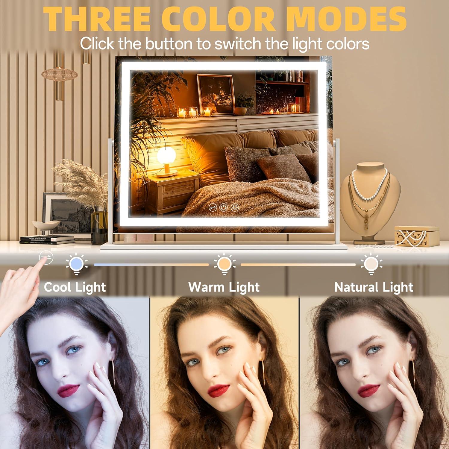 Espejo de Tocador Iluminado Batuso 61x51 cm Blanco