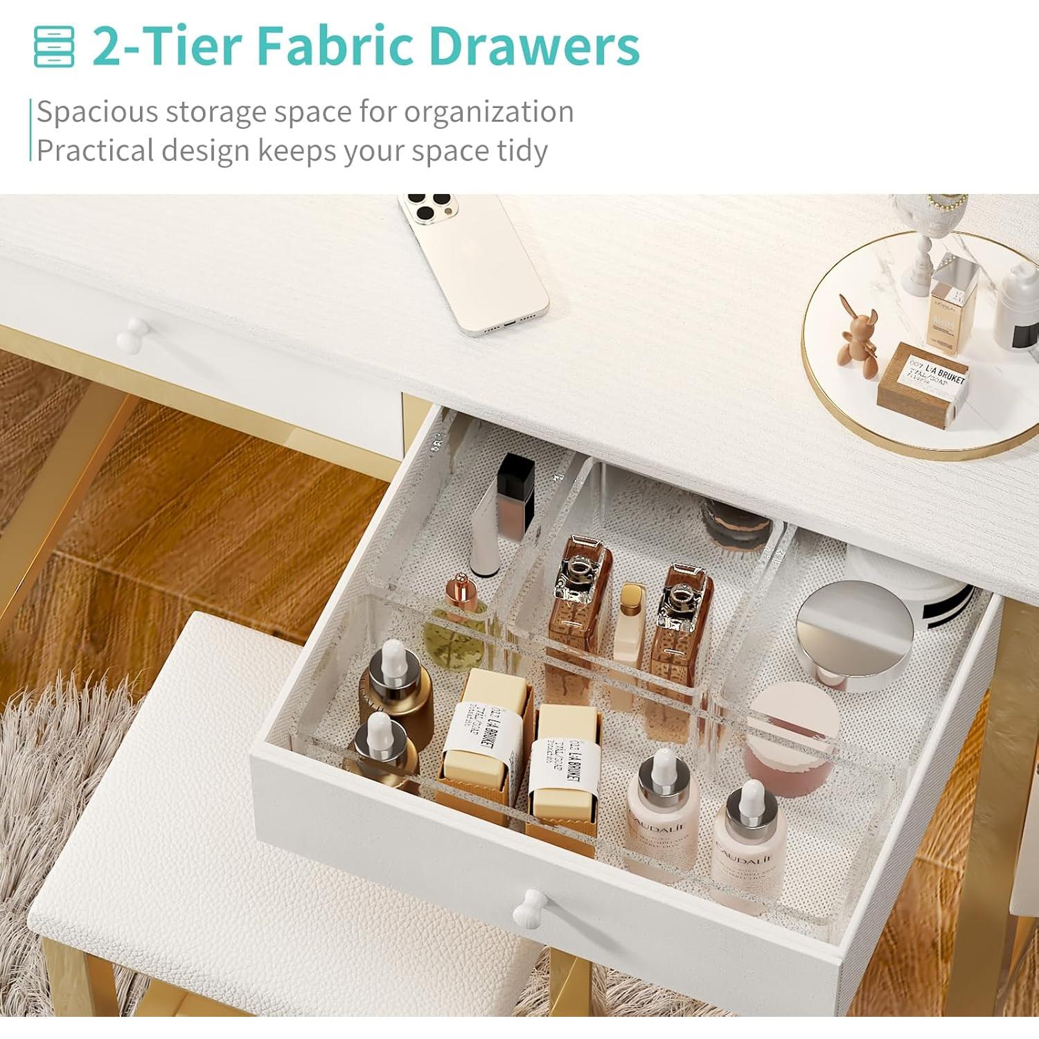 Escritorio de Maquillaje Lufeiya con Espejo y Luz LED 80 cm