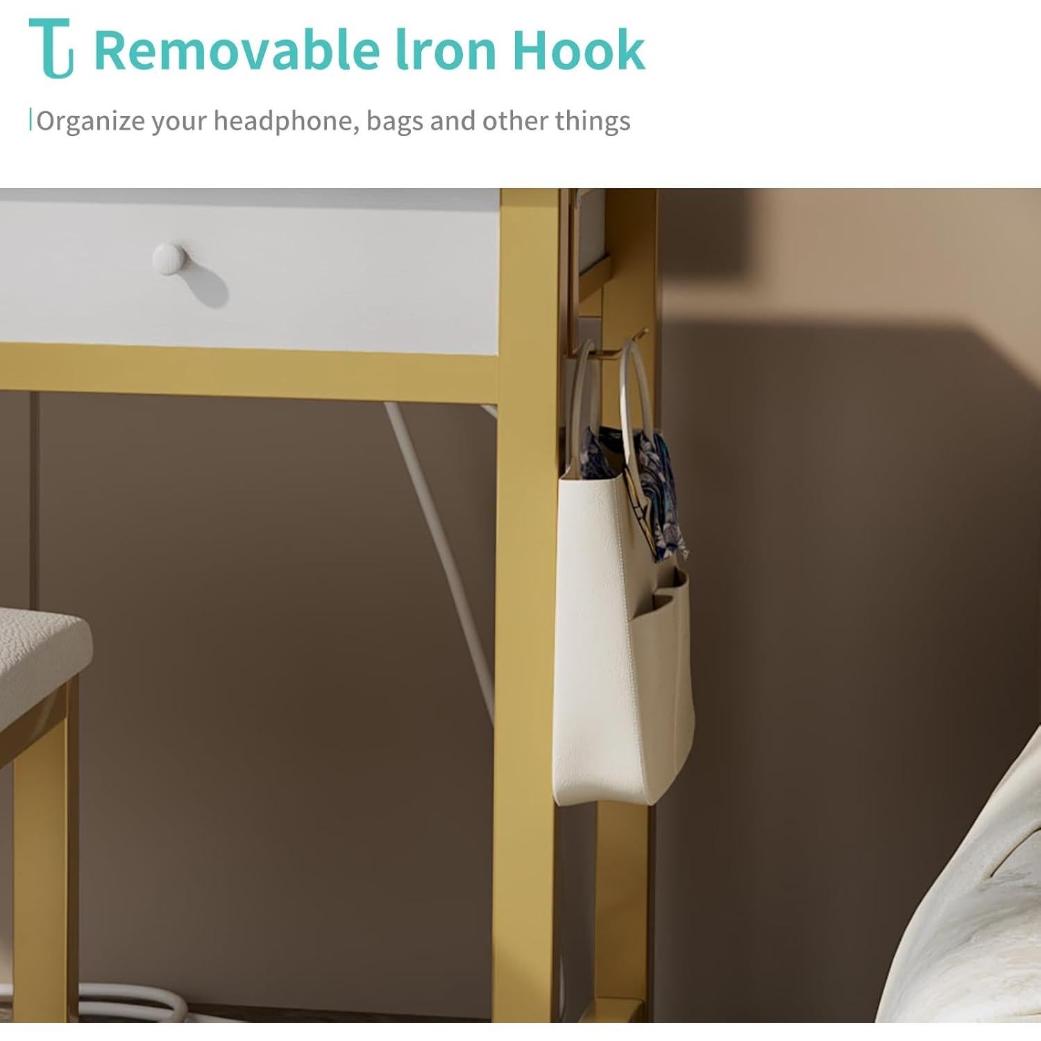 Escritorio de Maquillaje Lufeiya con Espejo y Luz LED 80 cm