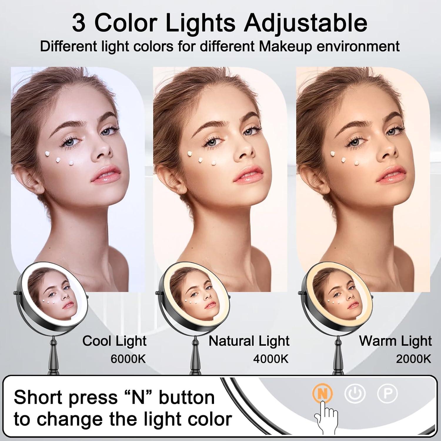 Espejo de Maquillaje Iluminado WOOCICA 20X 36.32x24.89 cm