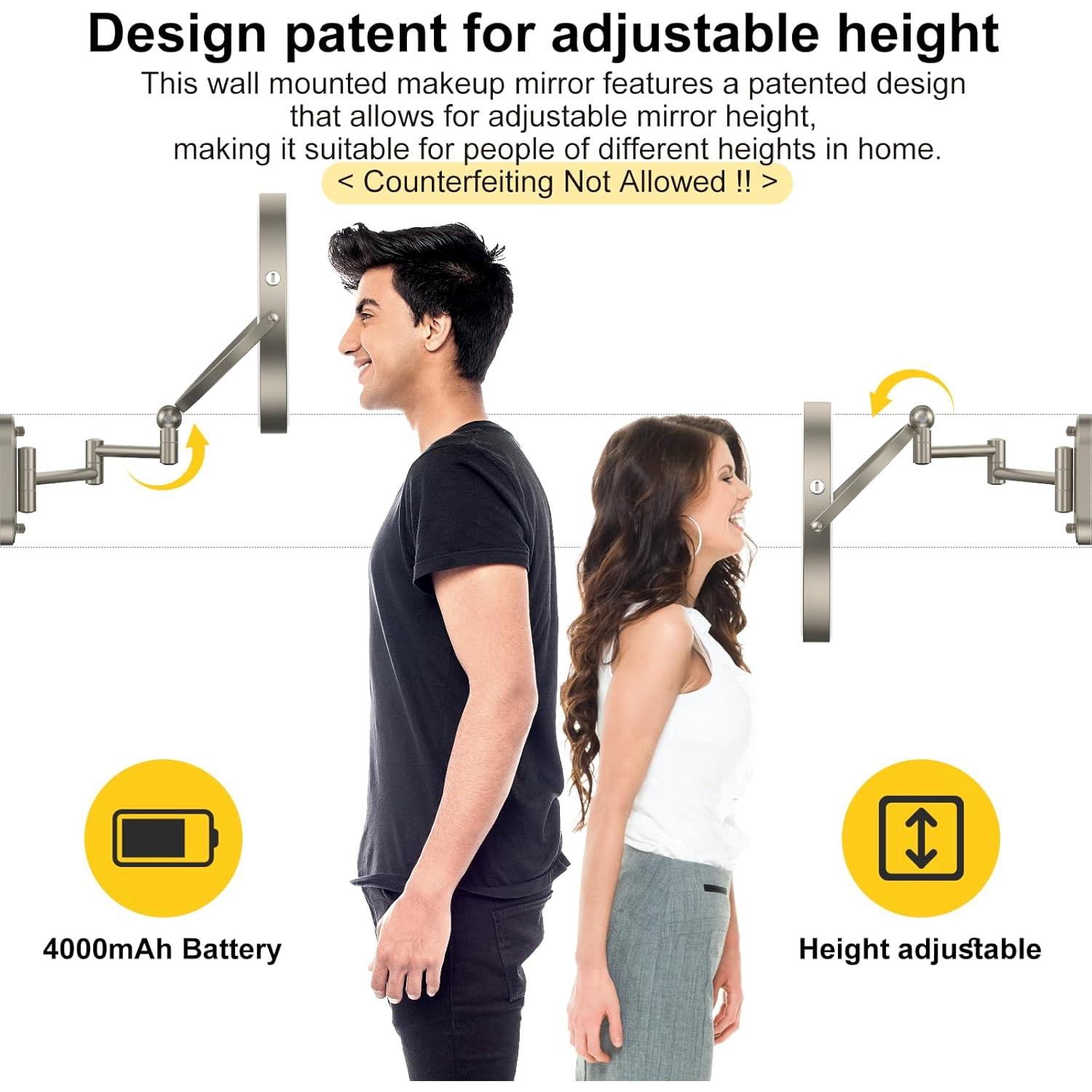 Espejo de Maquillaje Iluminado IMIKONA 22.86 cm 1X/10X Pared