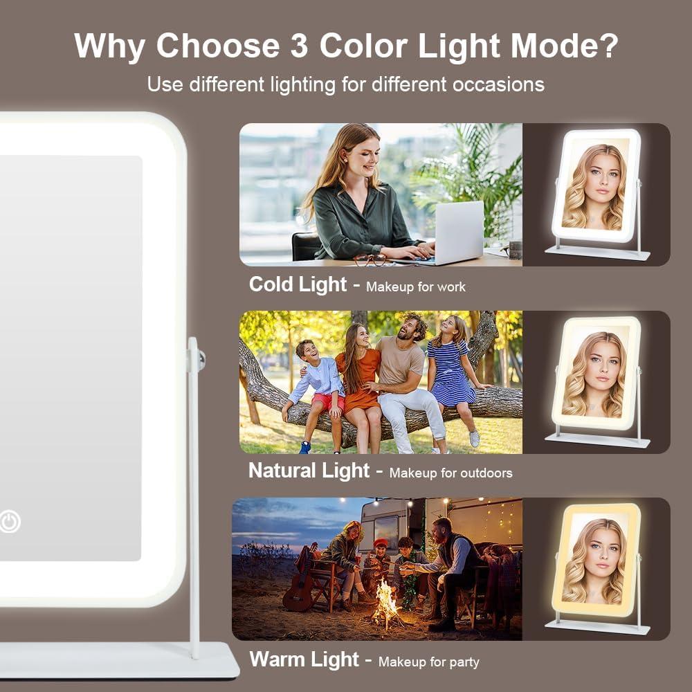 Espejo de Maquillaje LED Recargable Leadzones 28x23 cm