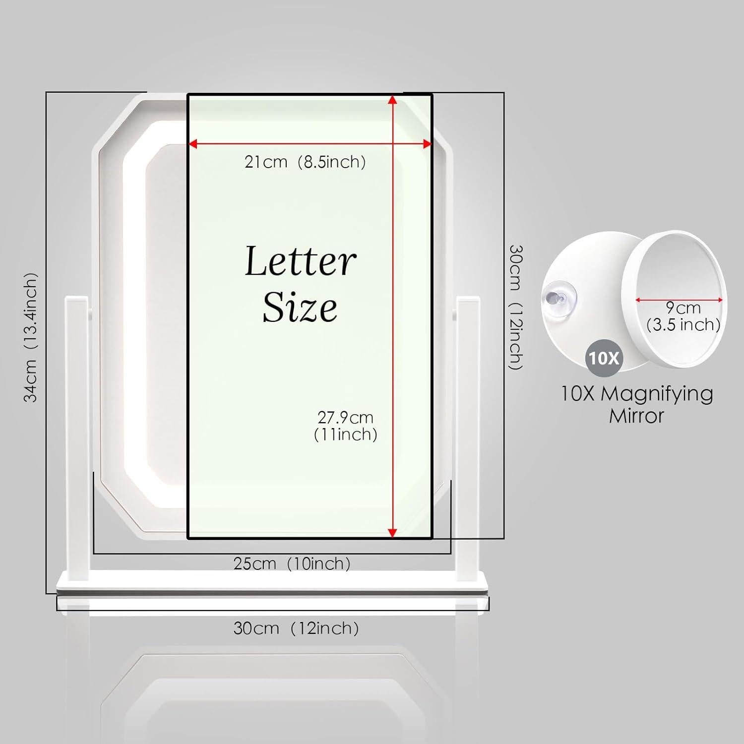 Espejo de Maquillaje Iluminado GioeDa 30.48x25.4cm 3 Modos