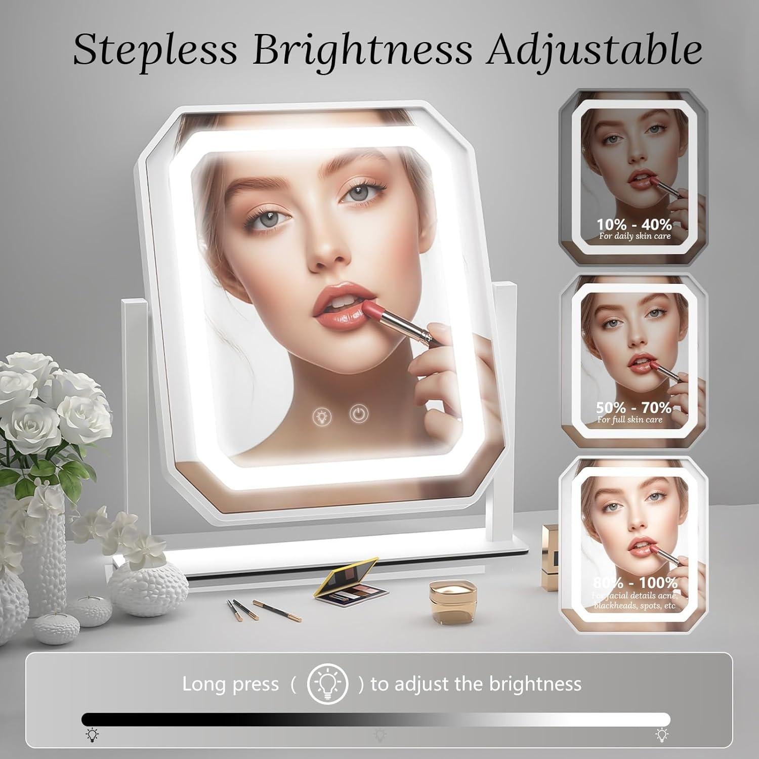 Espejo de Maquillaje Iluminado GioeDa 30.48x25.4cm 3 Modos