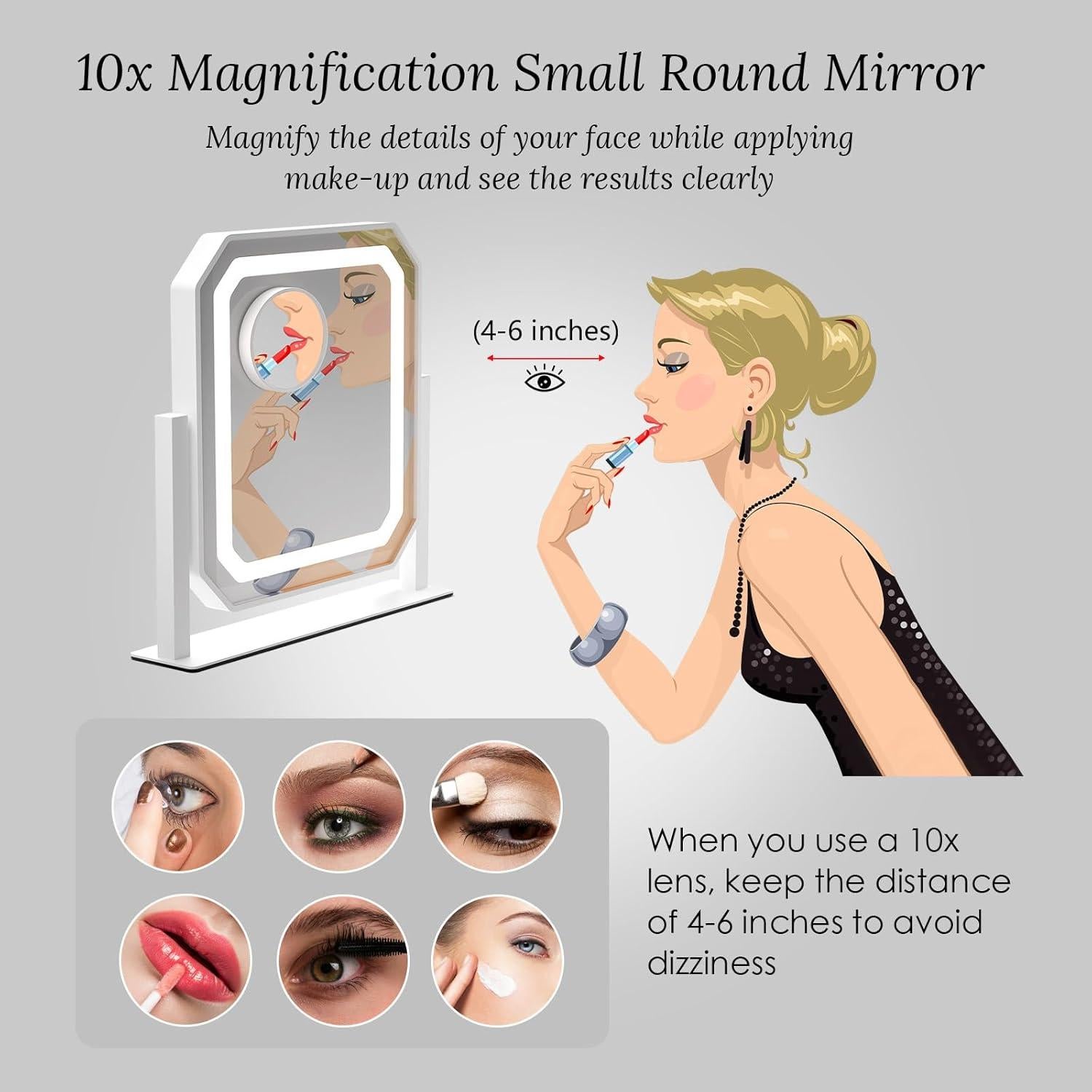 Espejo de Maquillaje Iluminado GioeDa 30.48x25.4cm 3 Modos