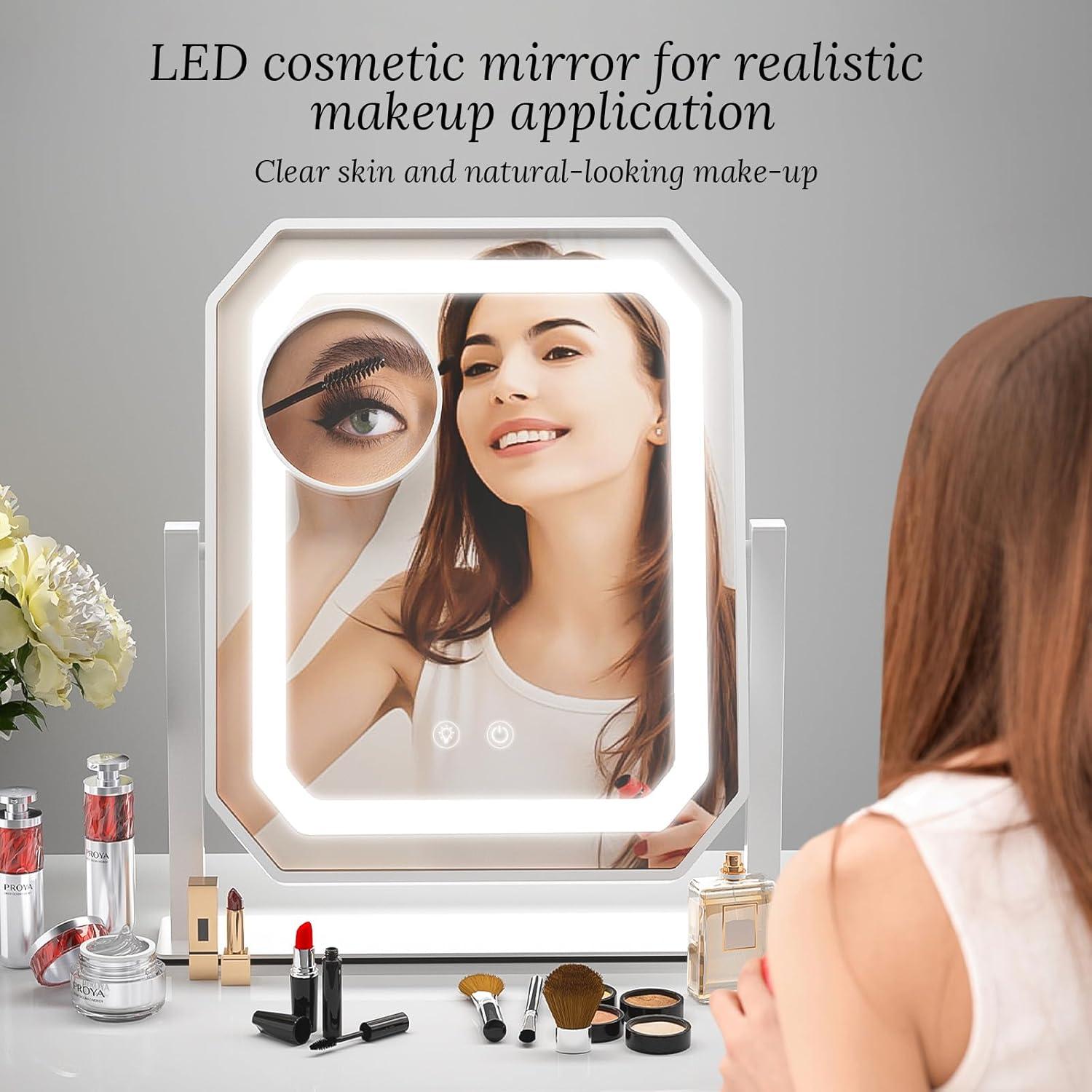 Espejo de Maquillaje Iluminado GioeDa 30.48x25.4cm 3 Modos