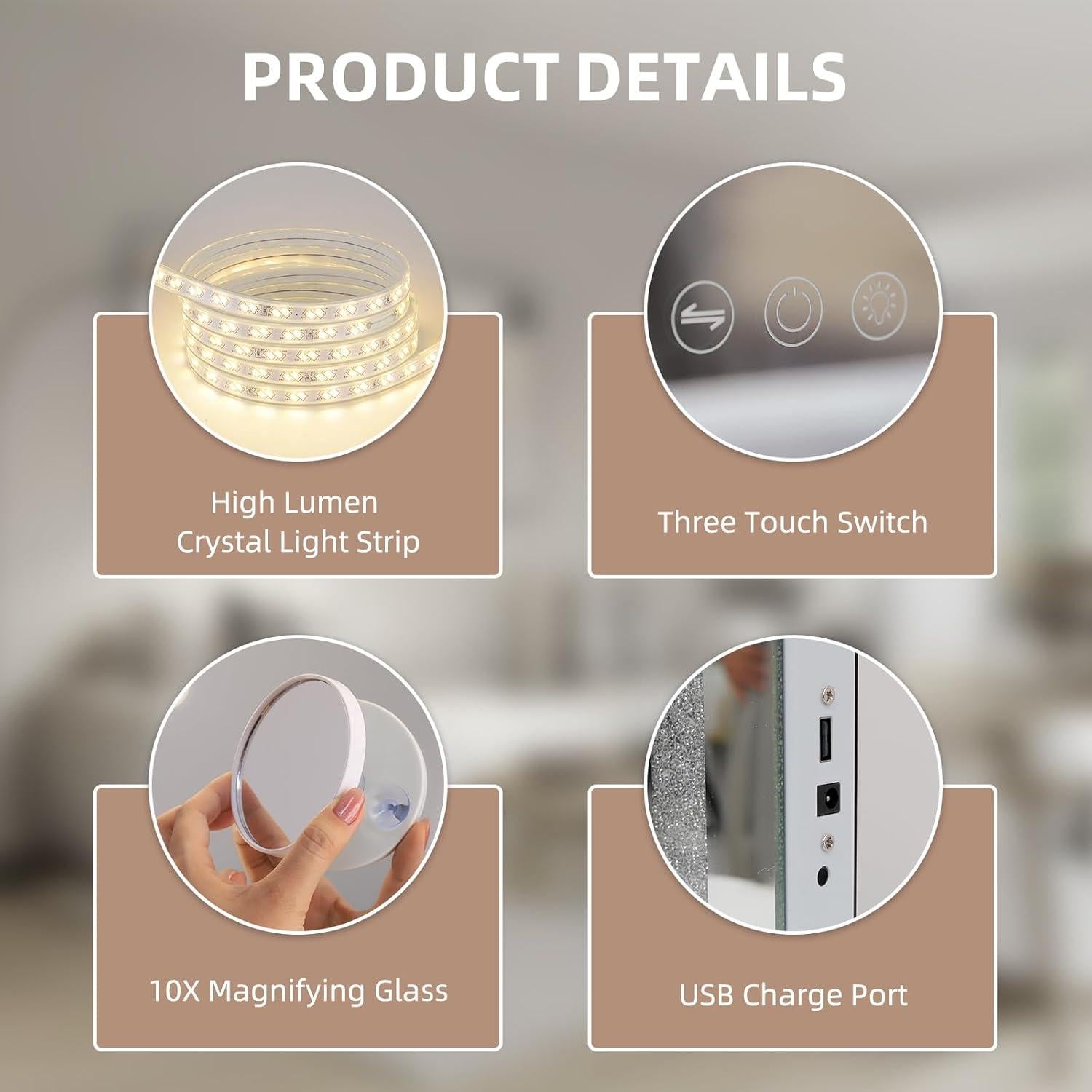 Espejo de Vanity M MISAVANITY Iluminado 58x46 cm 10X Magnificación